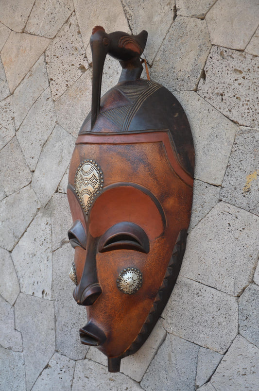Authentic Ghanaian "Nsoromma" Mask | Star Motif Tribal Art