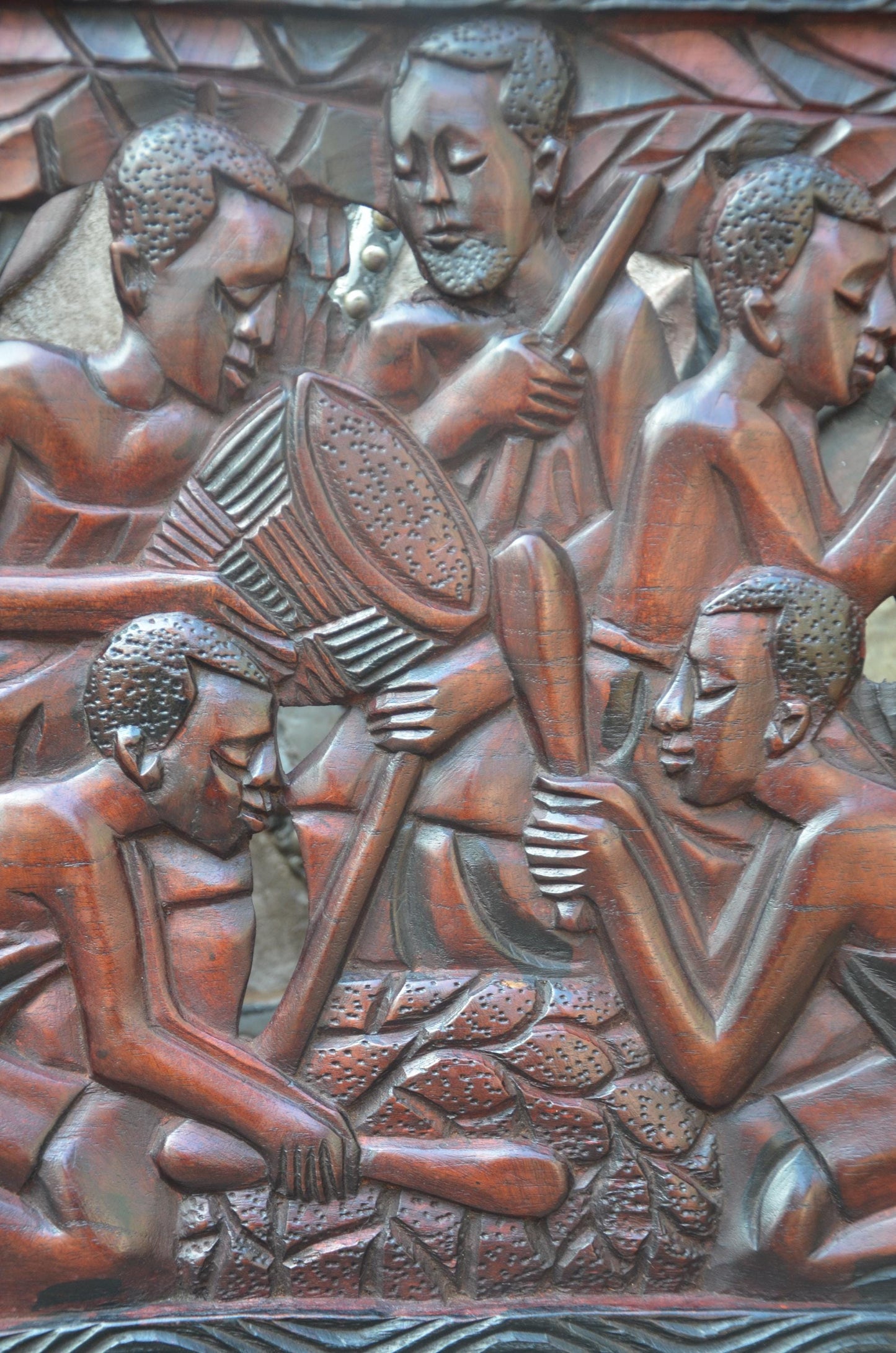 African Community Celebration Wall Plaque | Large Hand-Carved Wooden Relief Art | Village Gathering Wall Decor | Ethnic Sculptural Panel