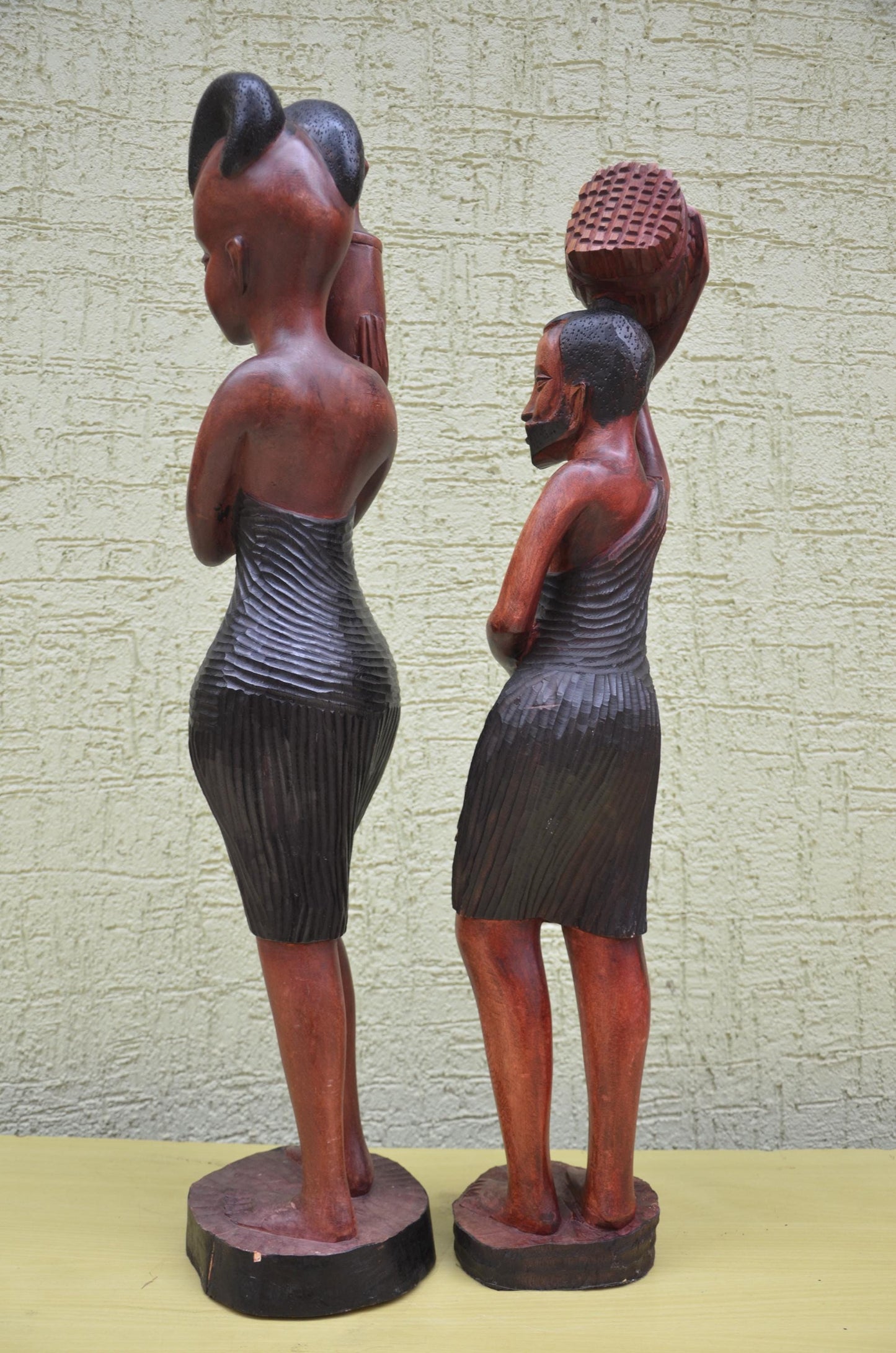 Pair of Hand-Carved African Community Statues | Tribal Art