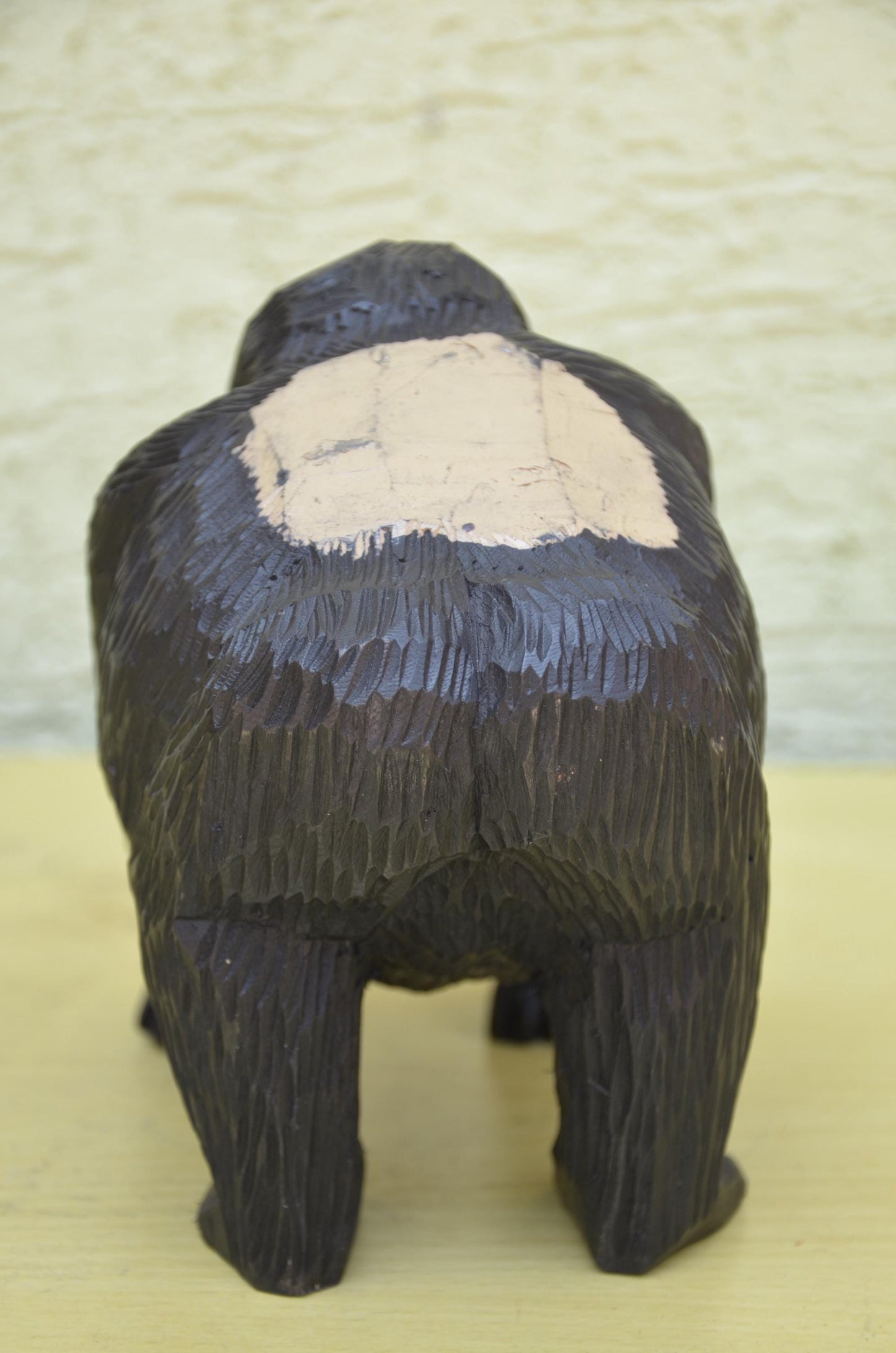 Hand Carved Wooden Mountain Gorilla Sculpture | Wildlife Art