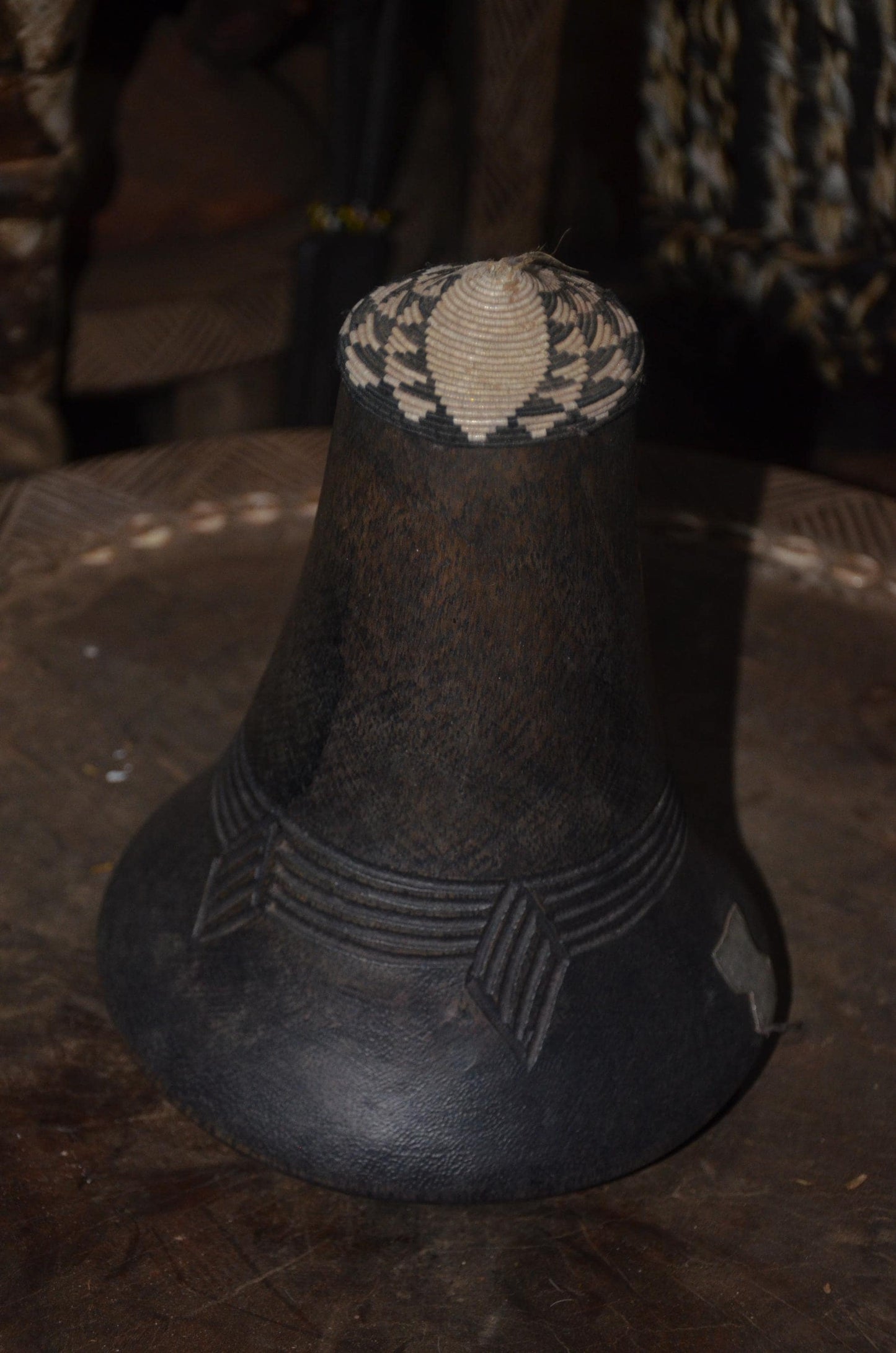Hand-Carved Rwandan Icyansi Wooden Milk Jug | Ancestral Dairy Art Sculpture
