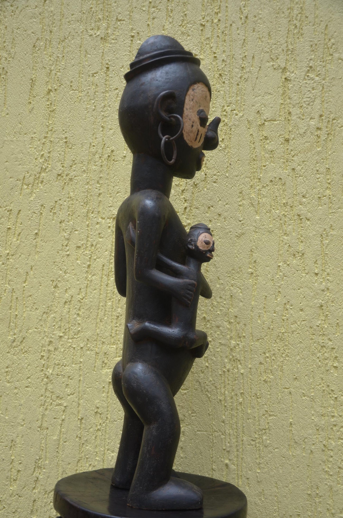 Lulua Maternity Figure – 28" Large Congo Wood Sculpture – African Tribal Art