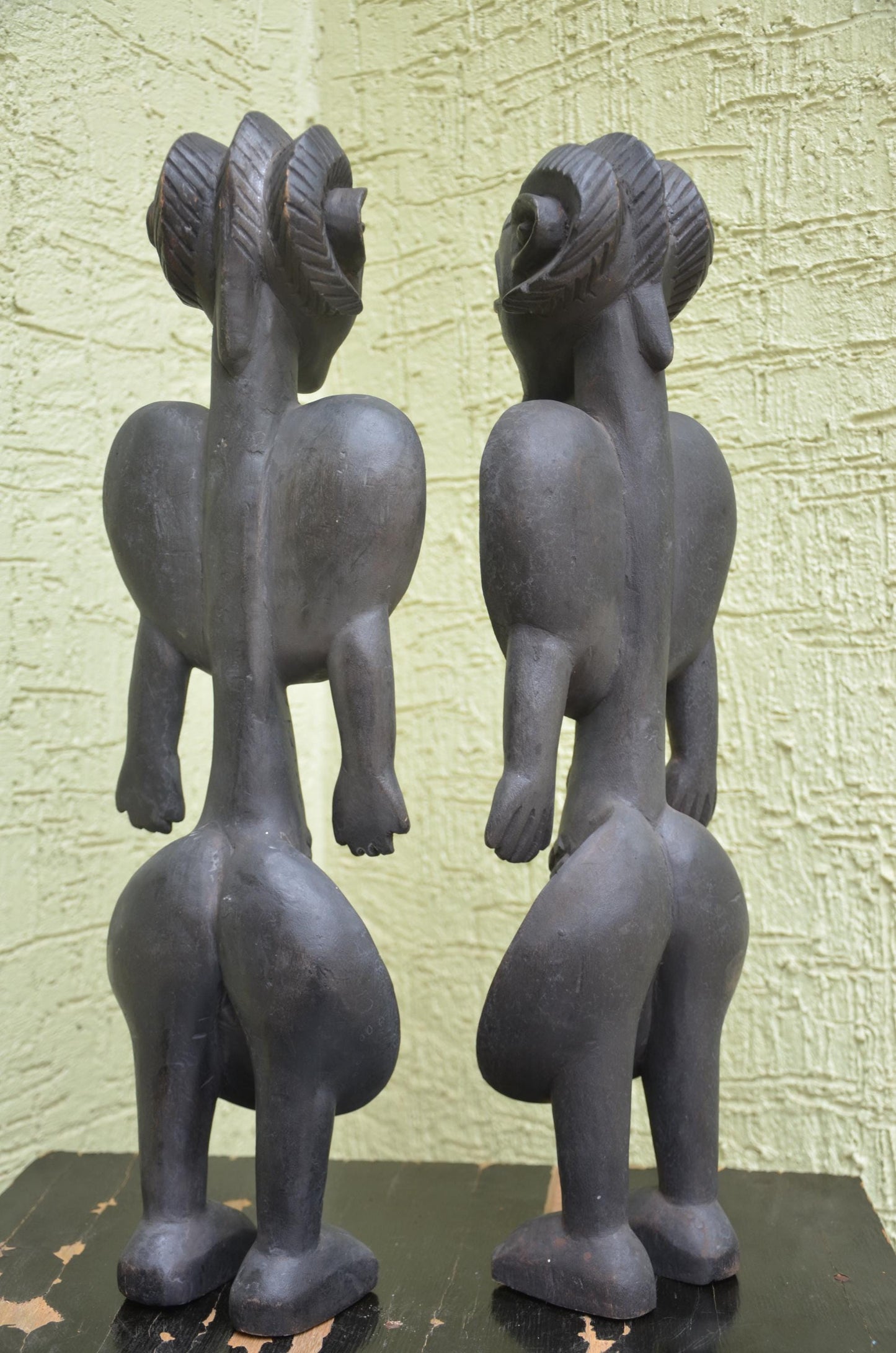 Namji Fertility Dolls â€“ 21" Hand-Carved Wood Cameroon Beaded Couple â€“ Art.