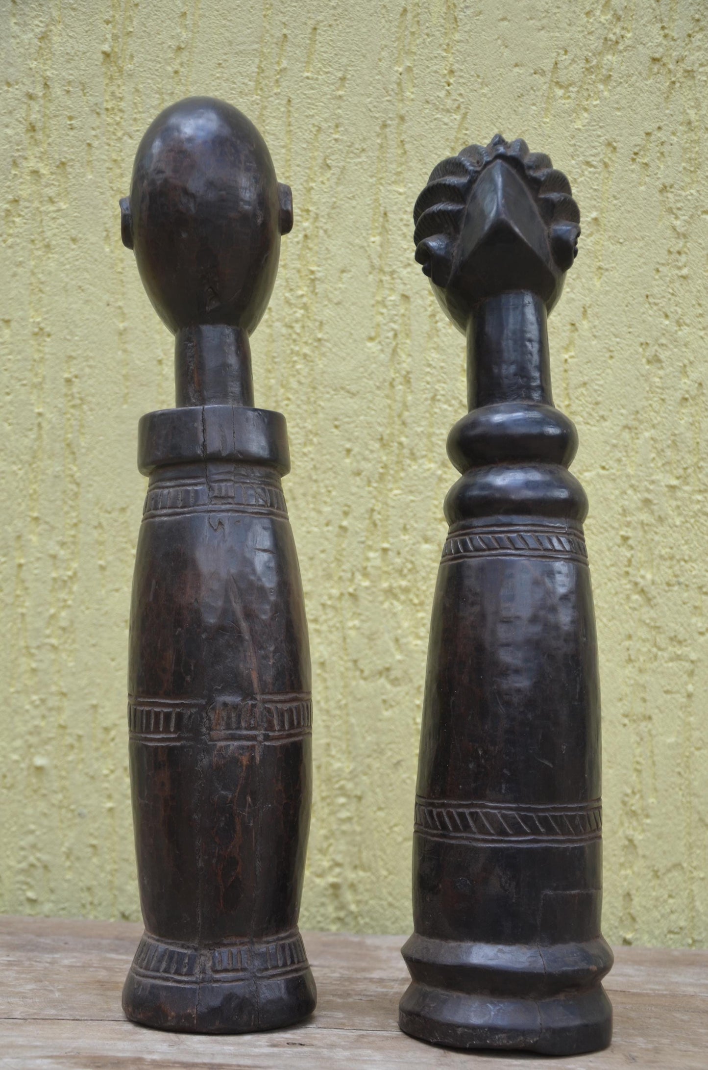 Authentic Lobi Bateba Figures - 20" Hand-Carved Wood Standing Ancestor Statues, Burkina Faso Tribal Art.