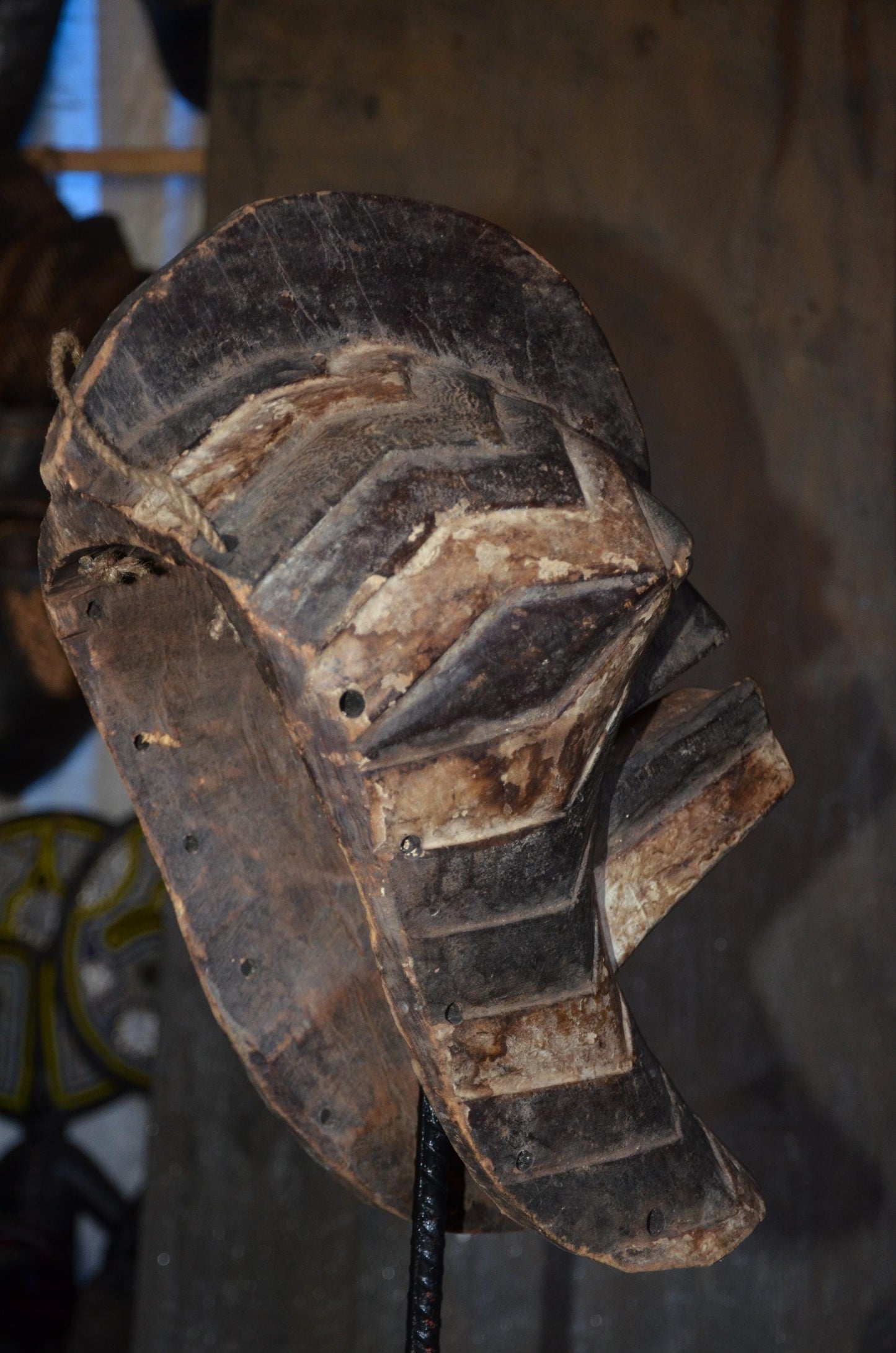 Male Songye Kifwebe Mask – 17" Large Congo Tribal Wall Art – Wooden Decor