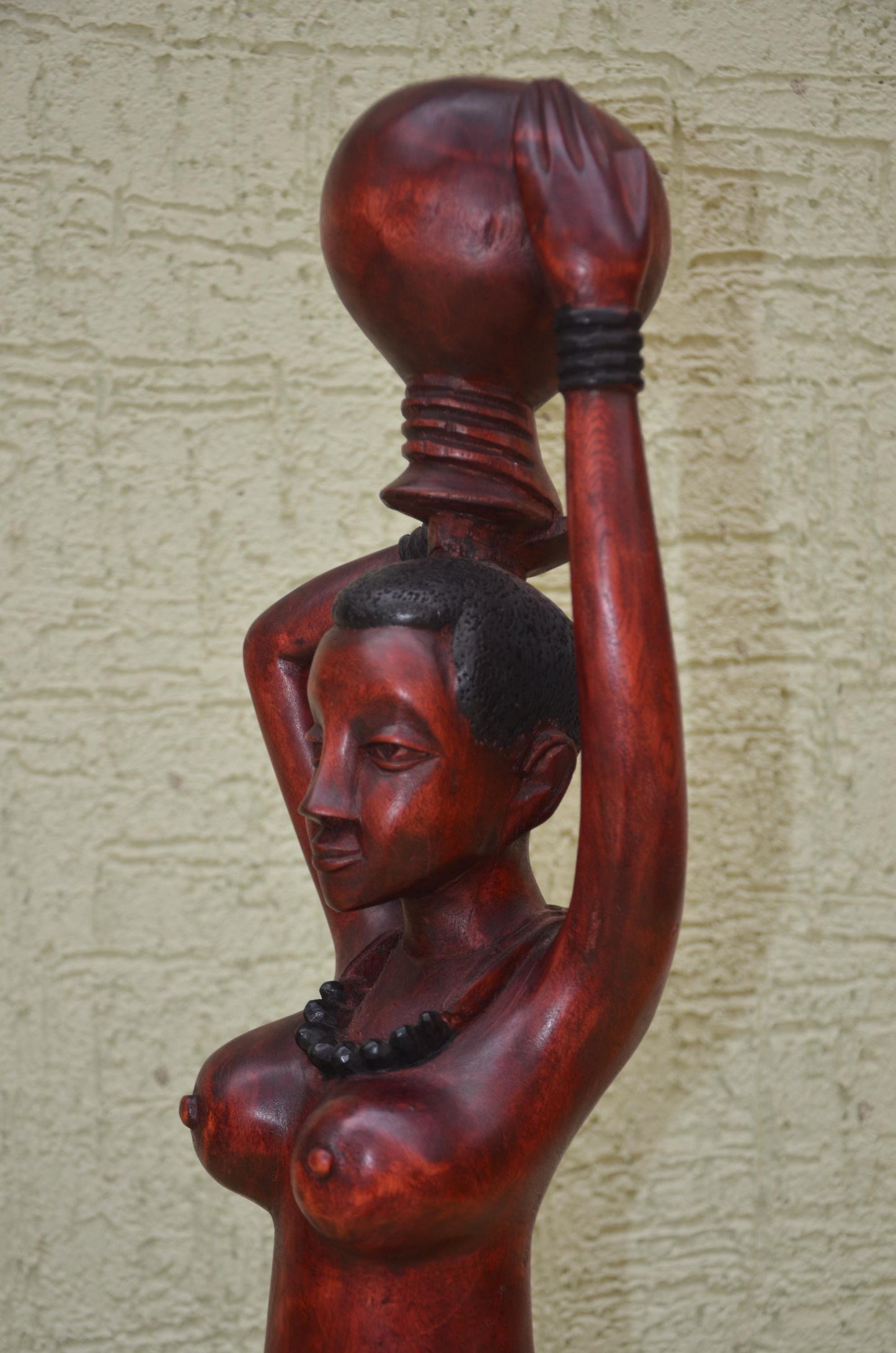 Large African Wooden Water Bearer Figurine | Tribal Art