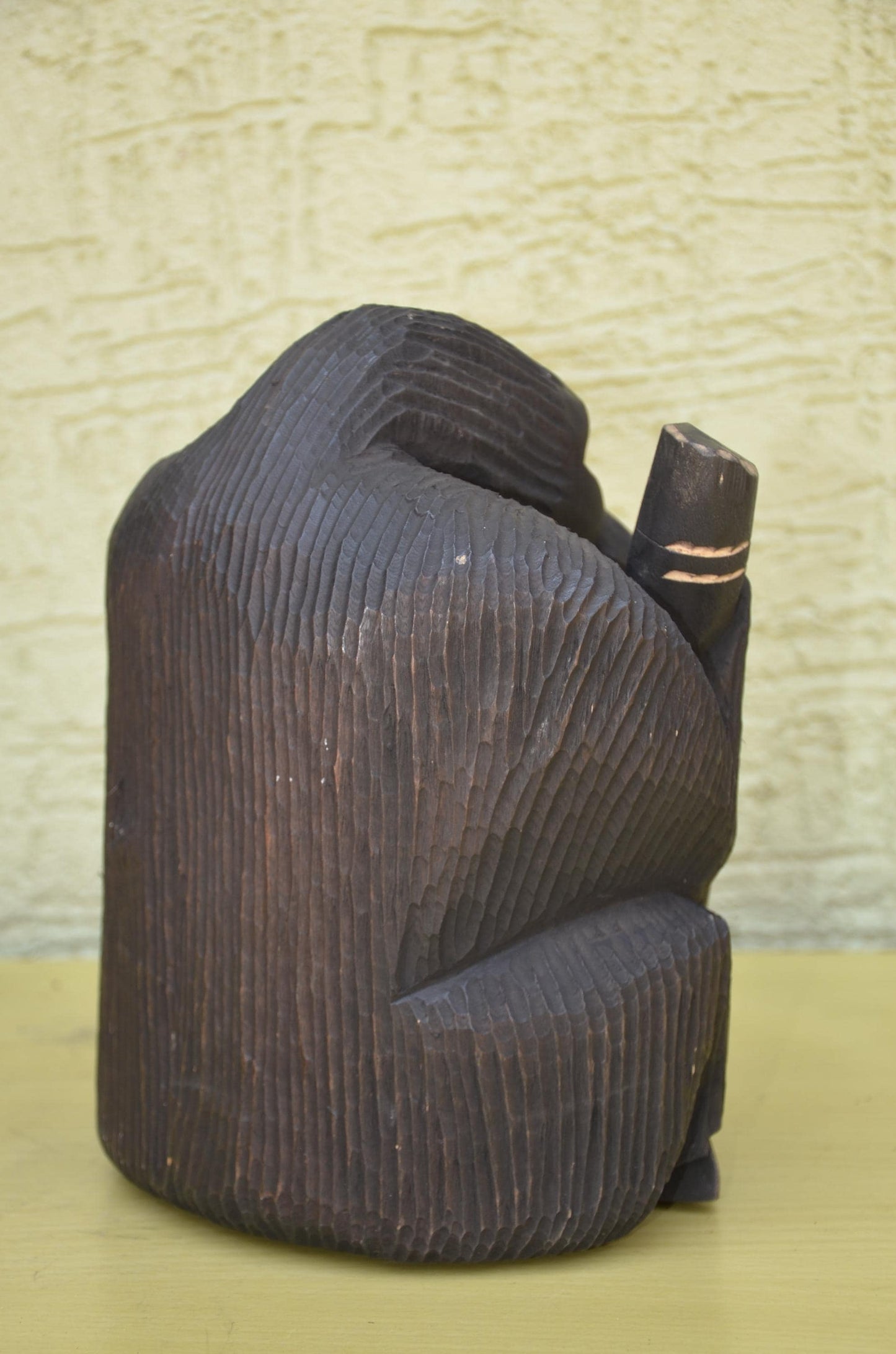 Hand Carved Wooden Gorilla with Bamboo | Wildlife Art