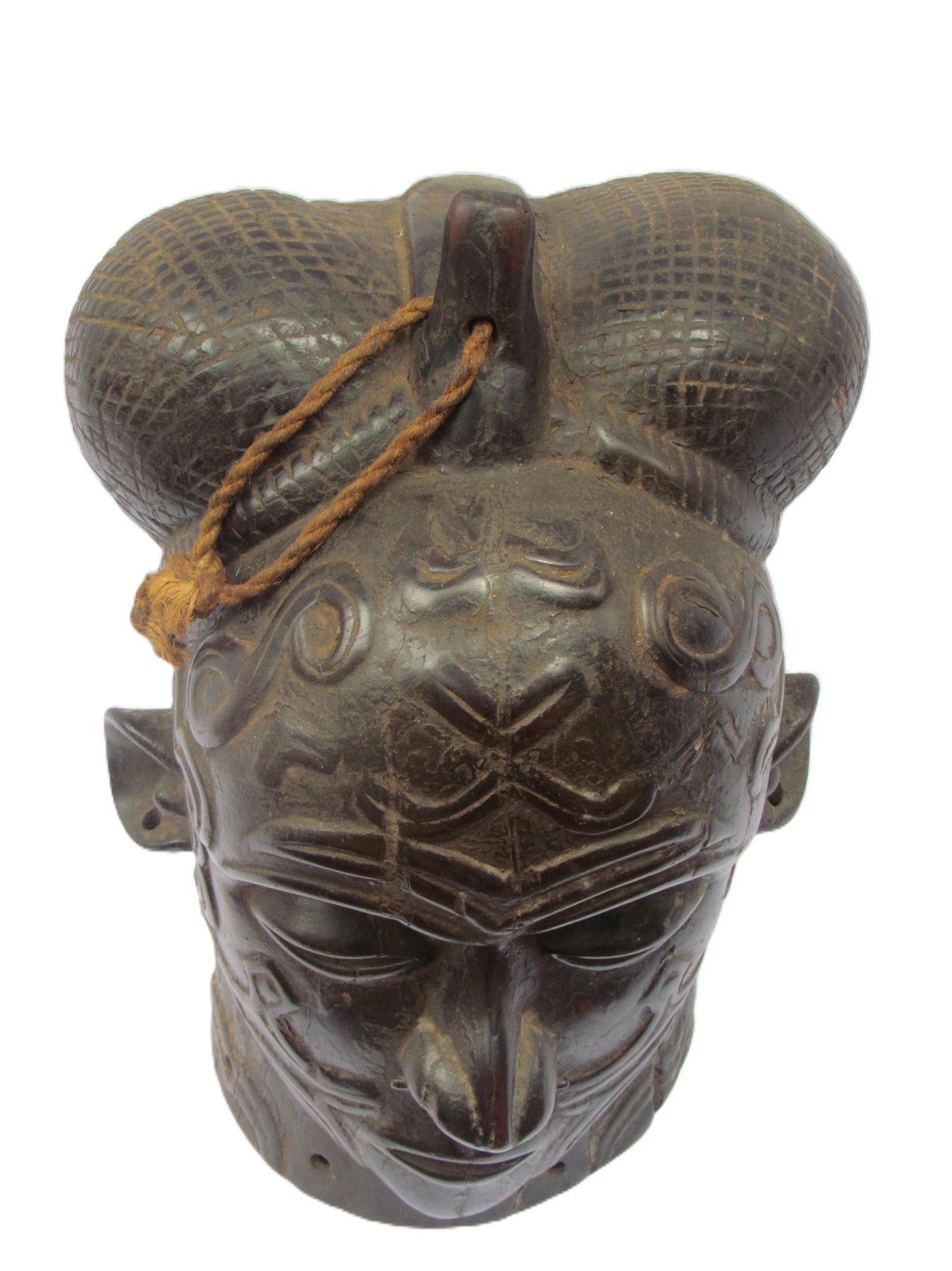 On Sale Intriguing Lulua Mask - Hand-Carved Wood Democratic Republic of the Congo Ritual Artifact Cultural Wall Hanging Earthy Brown