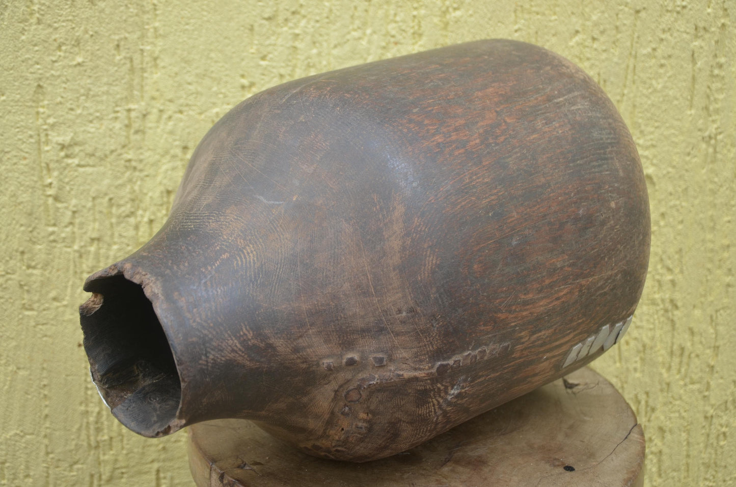 Rwandan Wooden Milk Vessel | Handcrafted Icyansi Cultural Artifact | Traditional African Dairy Pot | Ethnic Sculptural Decor