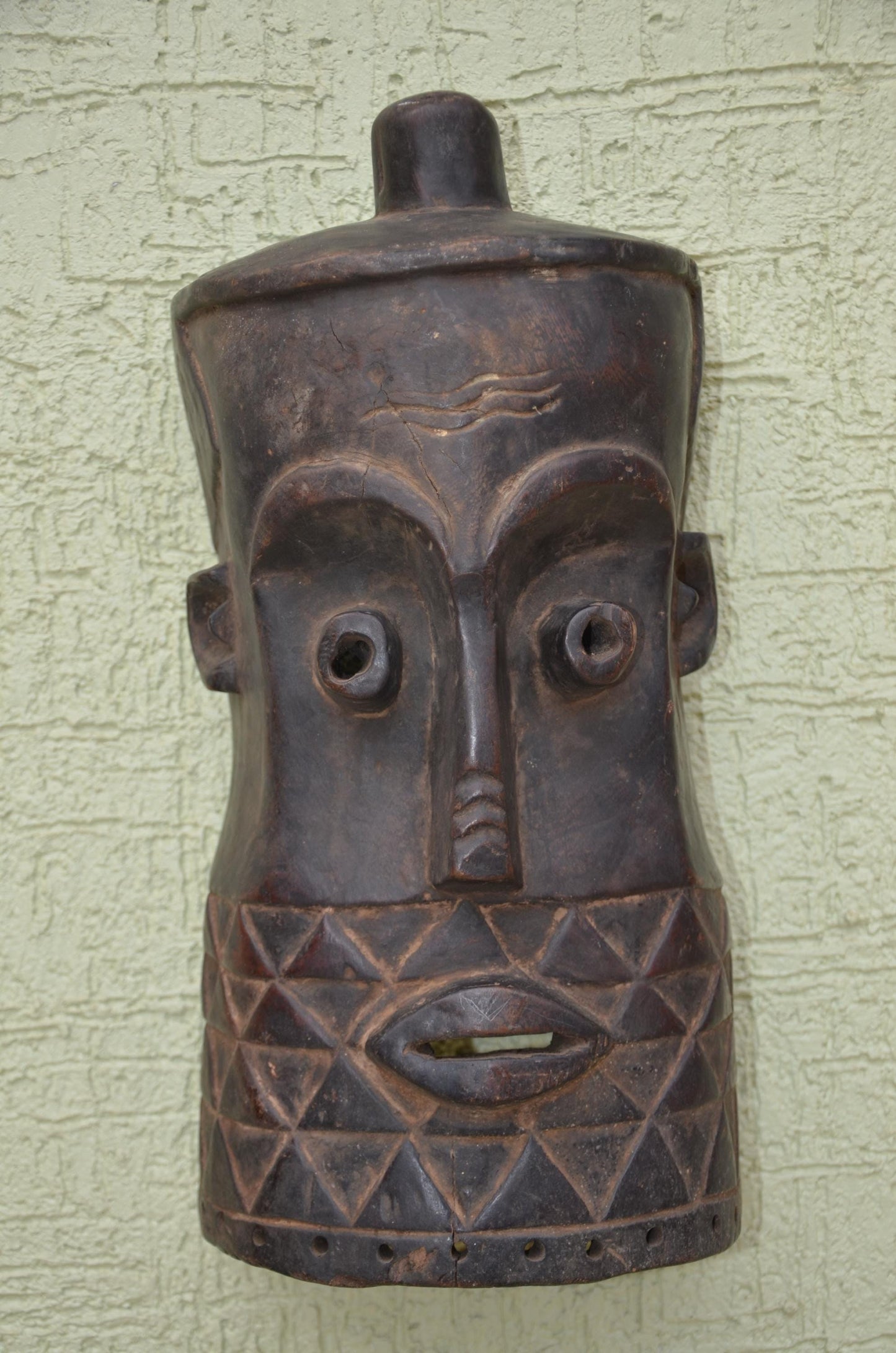 Bembe Helmet Mask | Authentic Congolese Tribal Wooden Carving | DRC Heritage Wall Art | Handcrafted Tribal Collector Sculpture