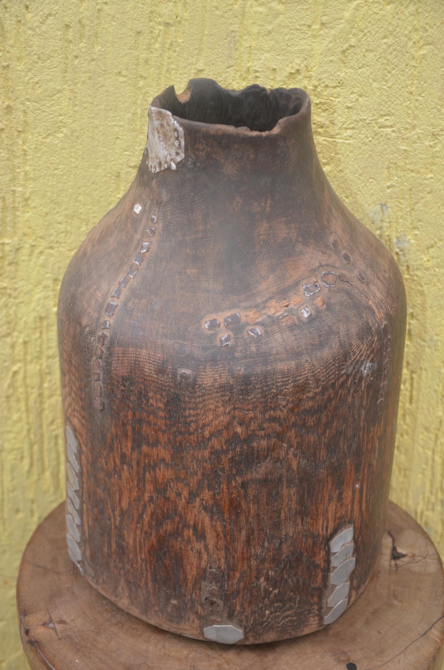 Rwandan Wooden Milk Vessel | Handcrafted Icyansi Cultural Artifact | Traditional African Dairy Pot | Ethnic Sculptural Decor
