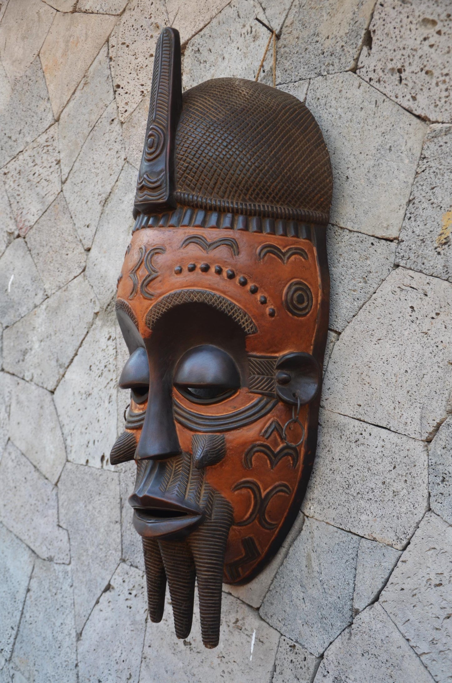 Authentic Lulua Helmet Mask | Congolese Tribal Art | Monumental