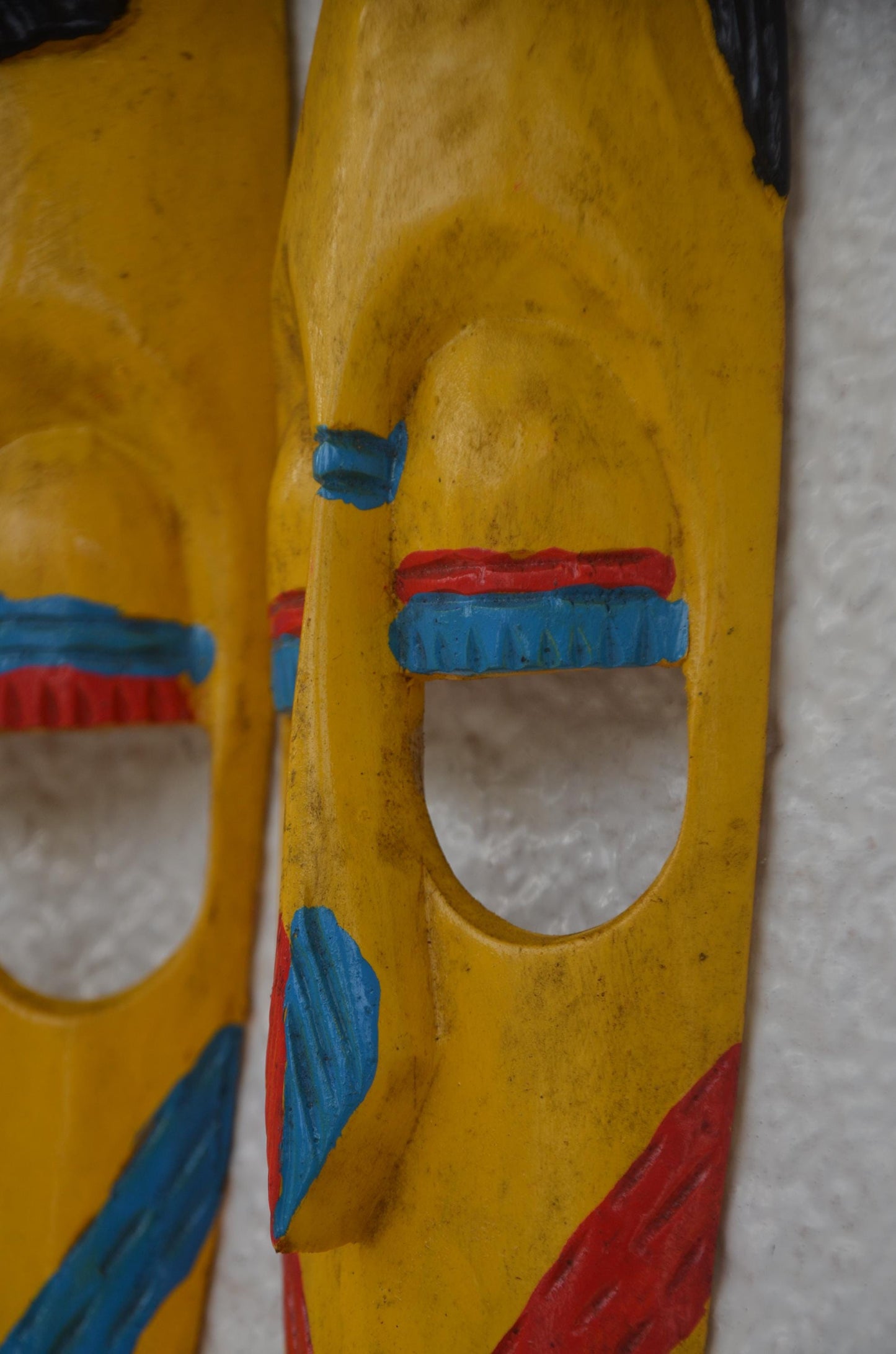 Hand-Carved Nyiginya Kingdom Ceremonial Wooden Facemask Couple | African Tribal Wall Art Decor