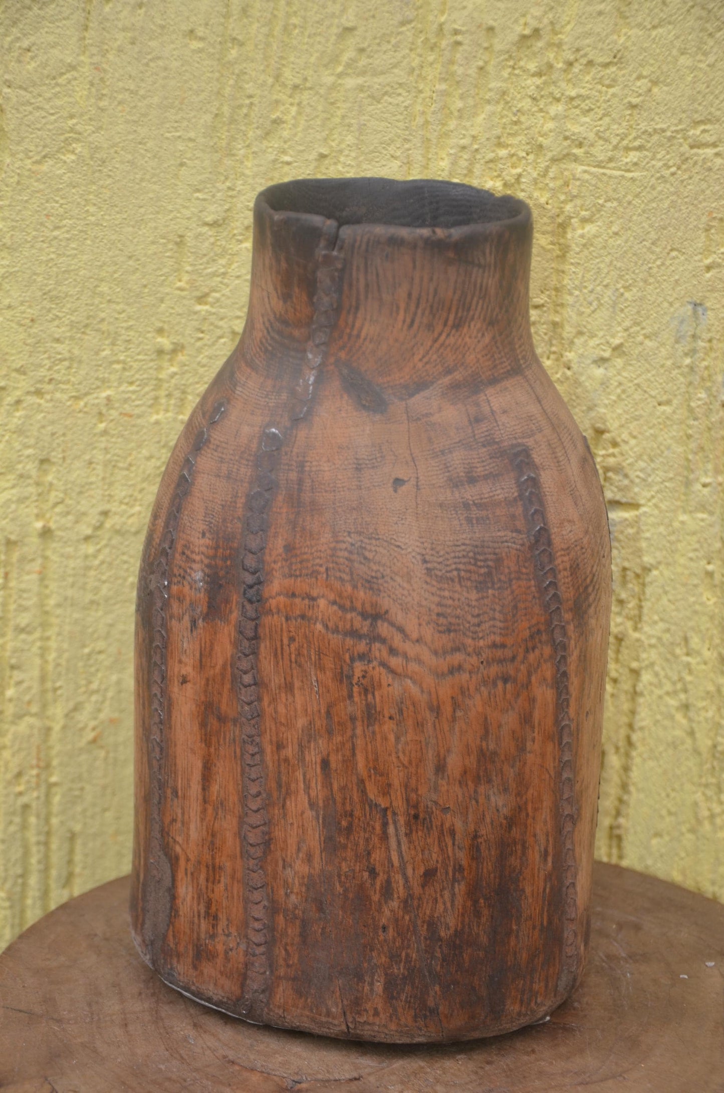 Authentic Rwandan Milk Vessel | Carved Icyansi | Traditional Wood Art