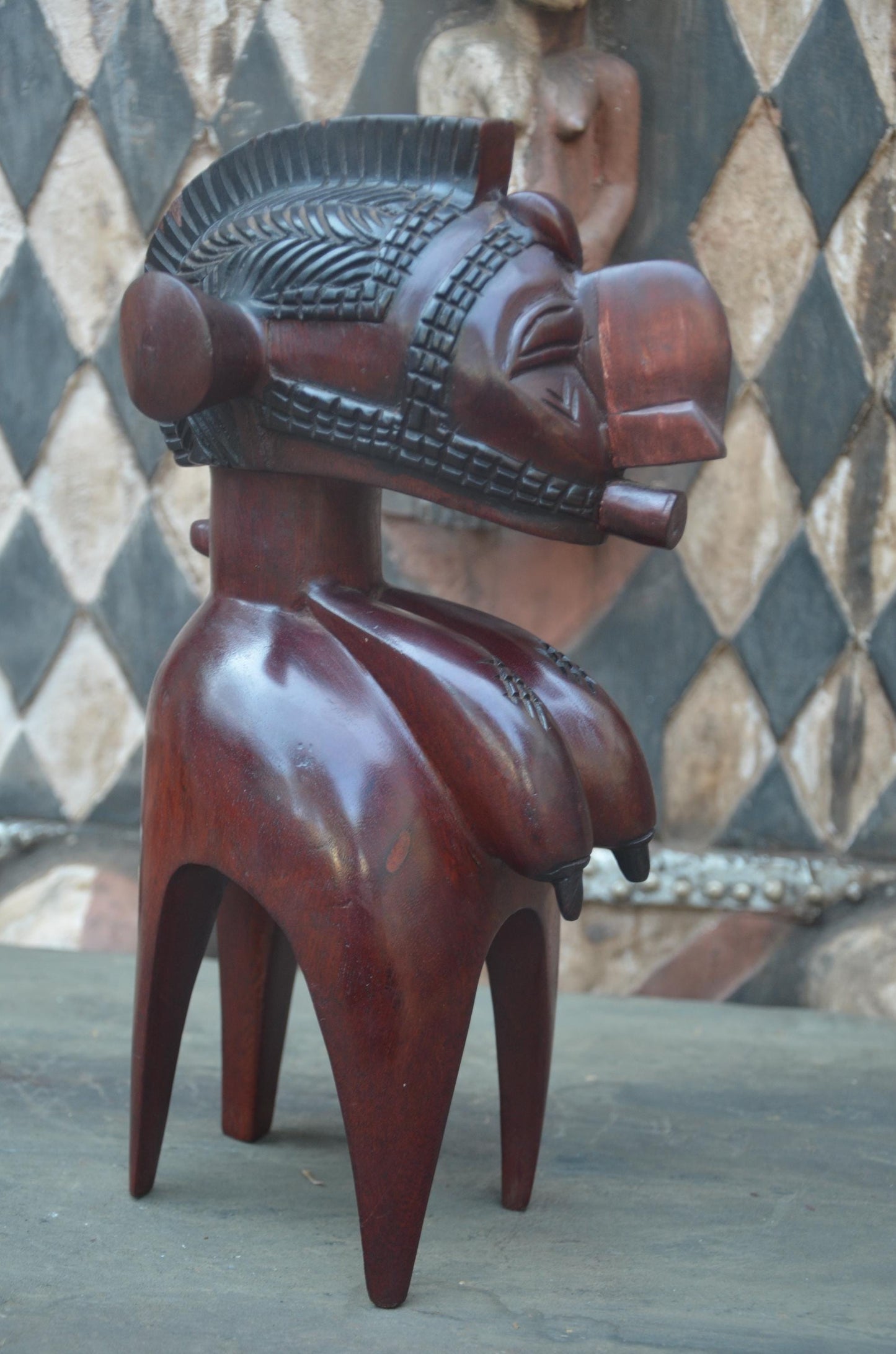 Authentic African Nimba Fertility Wood Sculpture | Baga Art