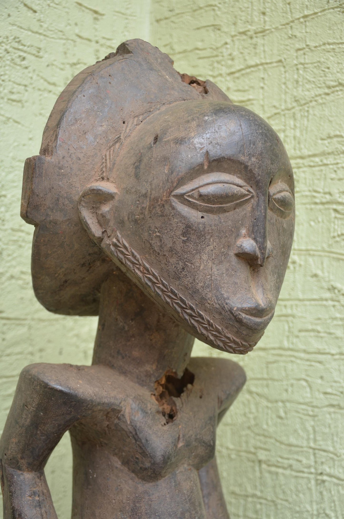 Luba-Hemba Statue â€“ 31" Hand-Carved Wood Ancestor Male Figure â€“ Congo Art.