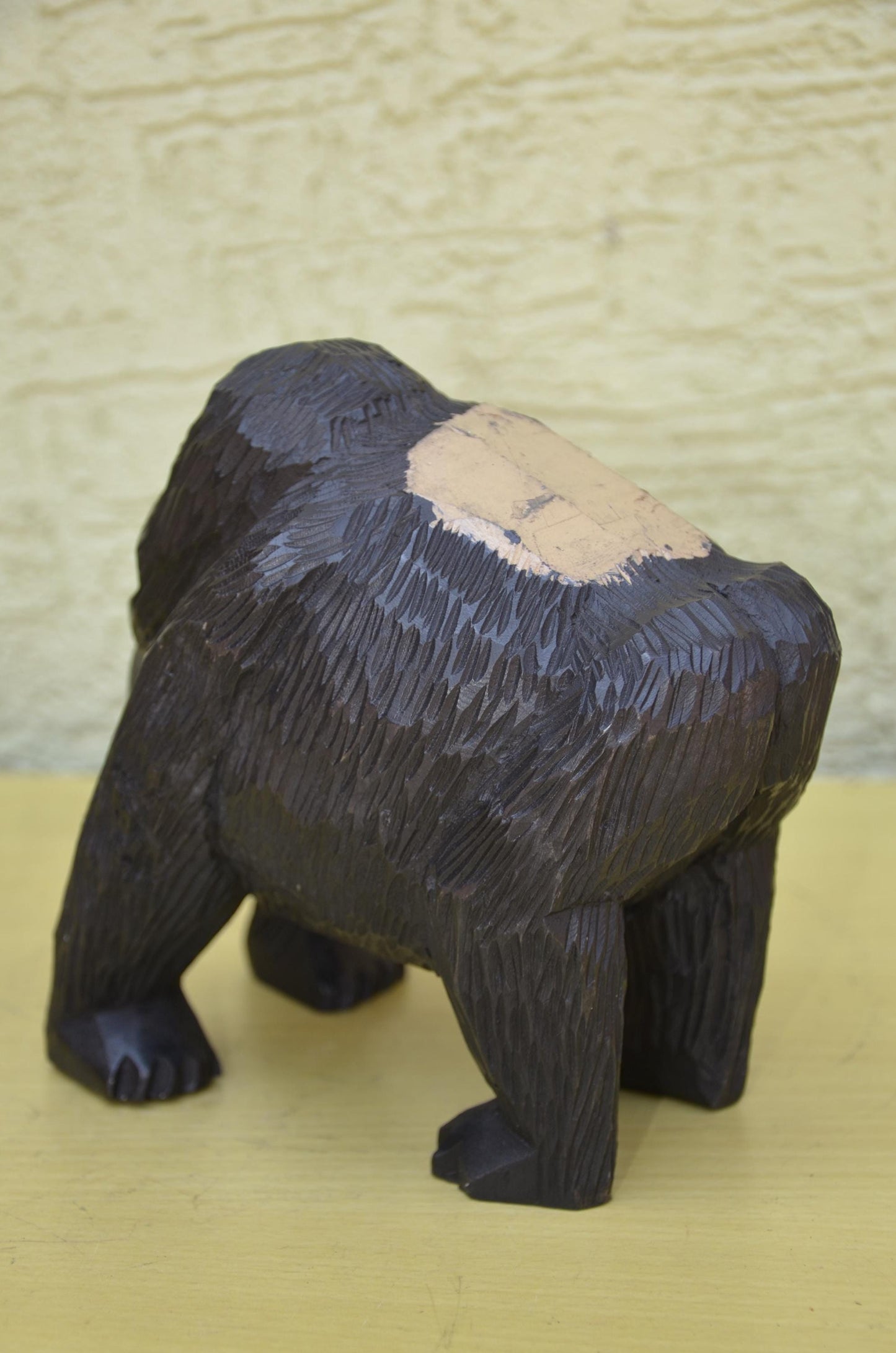 Hand Carved Wooden Mountain Gorilla Sculpture | Wildlife Art
