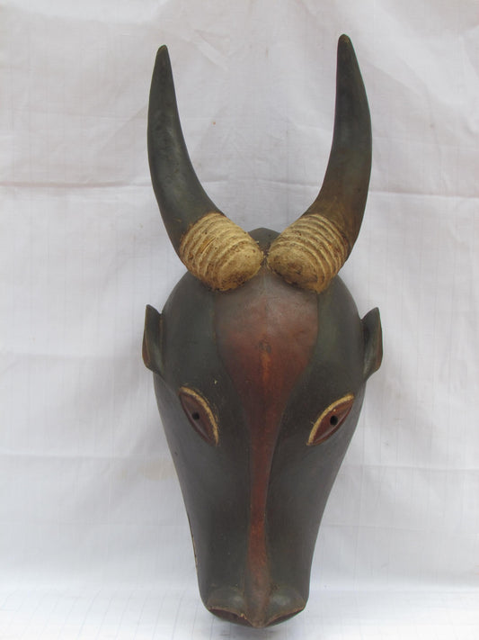 Vintage hand carved wall hanging African traditional wooden mask from D.R.C