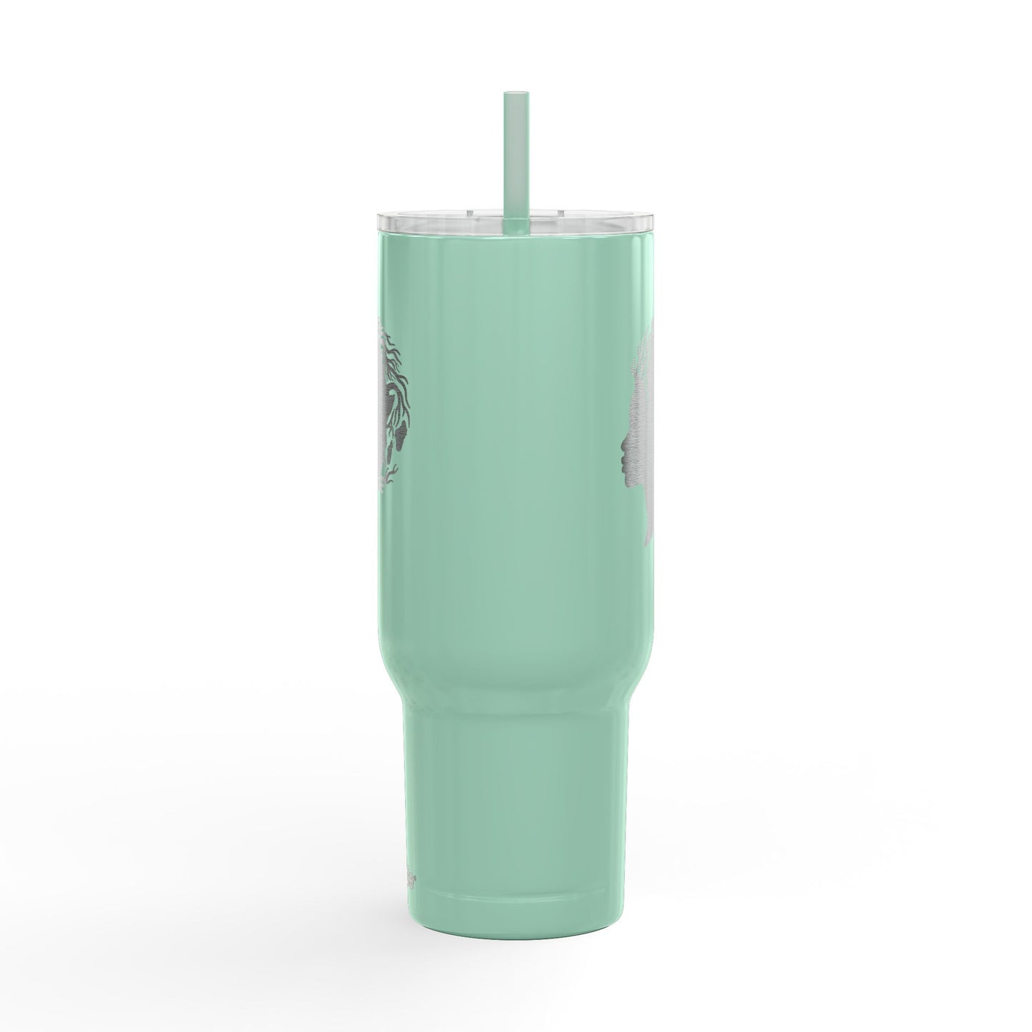 40oz Engraved Insulated Tumbler - Silhouette Woman with Dreadlocks, Travel Mug with Lid & Straw