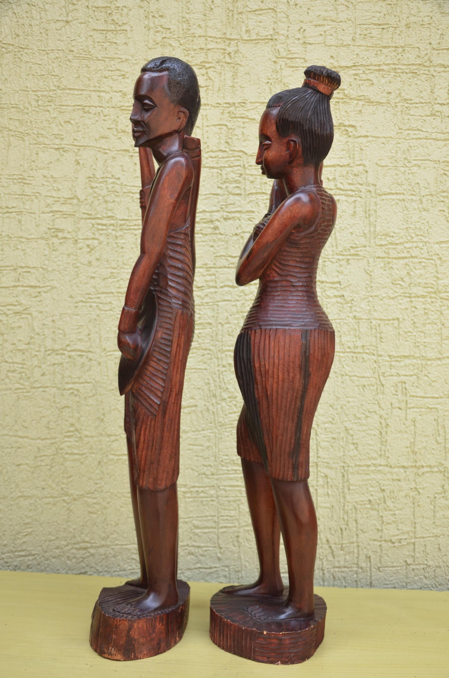 Pair of Hand-Carved African Wooden Sculptures | Tribal Art