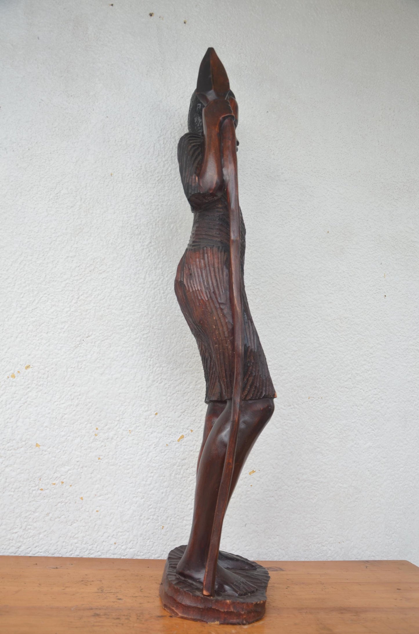 Hand-Carved Wooden Rwanyonga Fighter Statue | African Tribal Art Sculpture