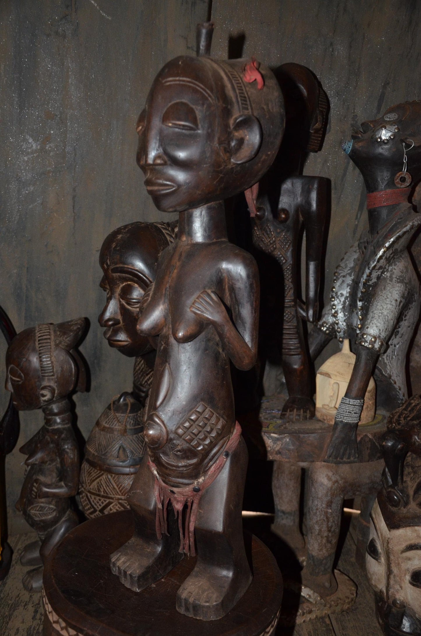 Authentic Luba Ancestor Figure | Female Tribal Sculpture | Congolese Wood Art