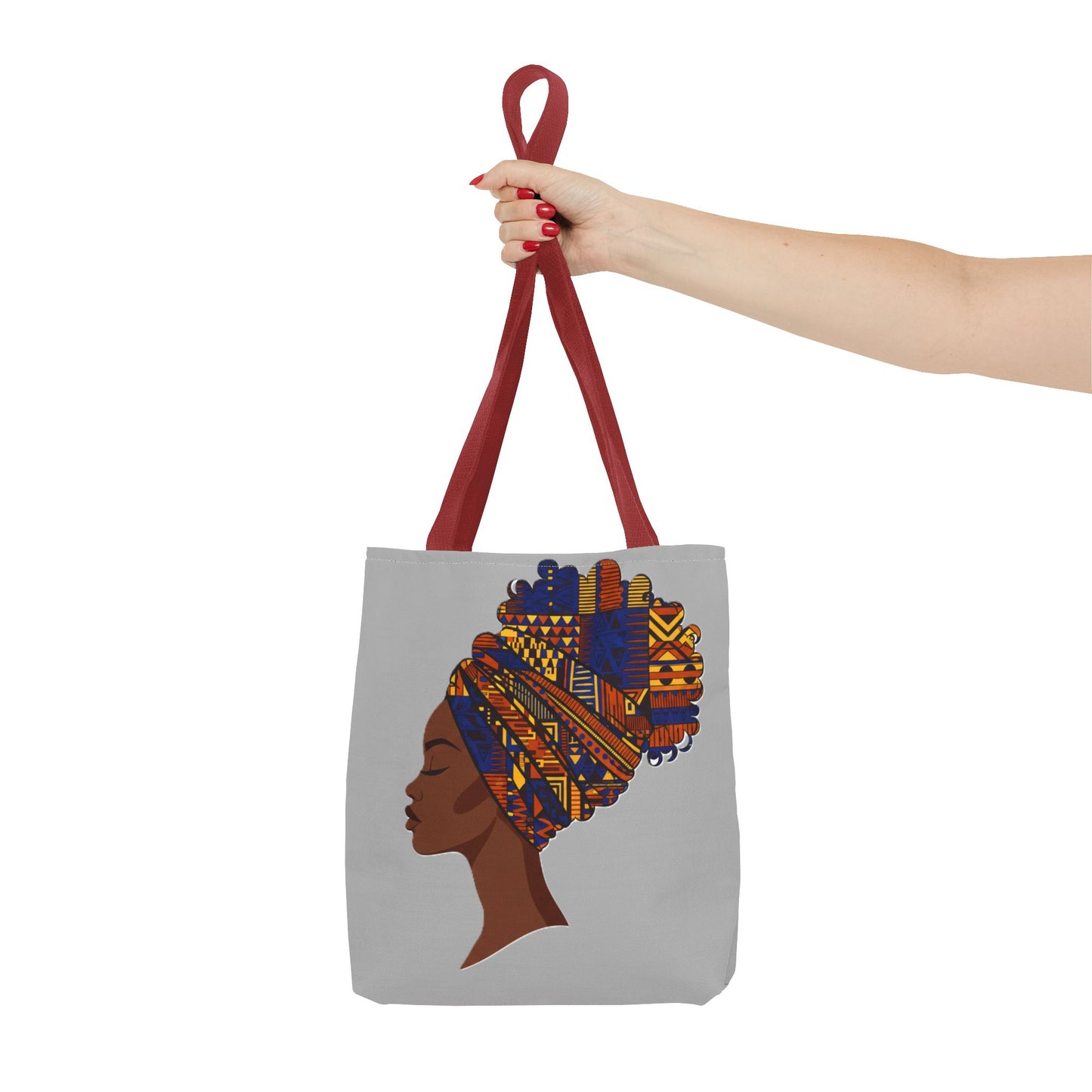 African Headwrap Art Tote Bag — Colorful Kente Profile Canvas Tote