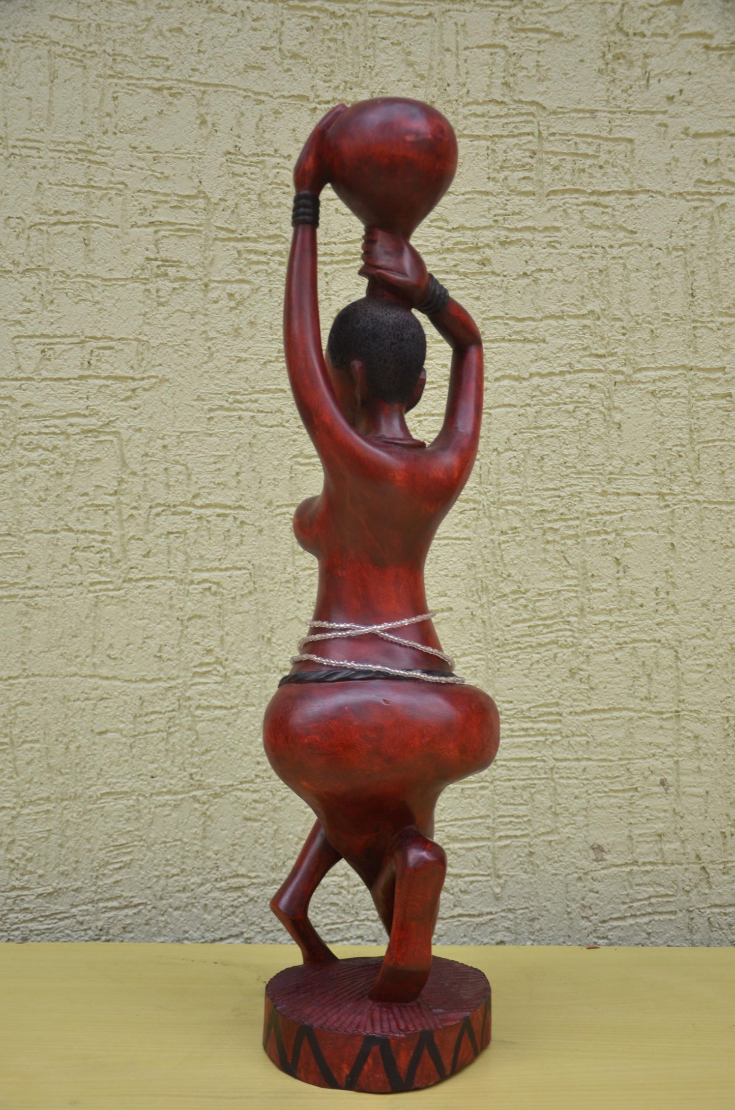 Large African Wooden Water Bearer Figurine | Tribal Art