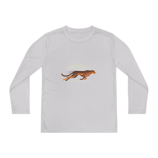Youth Long Sleeve Tee — Running Cheetah Graphic