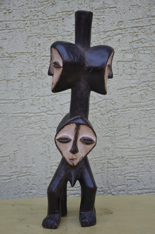 Lega Multi-Headed Wooden Figure | DRC Ethnographic Art