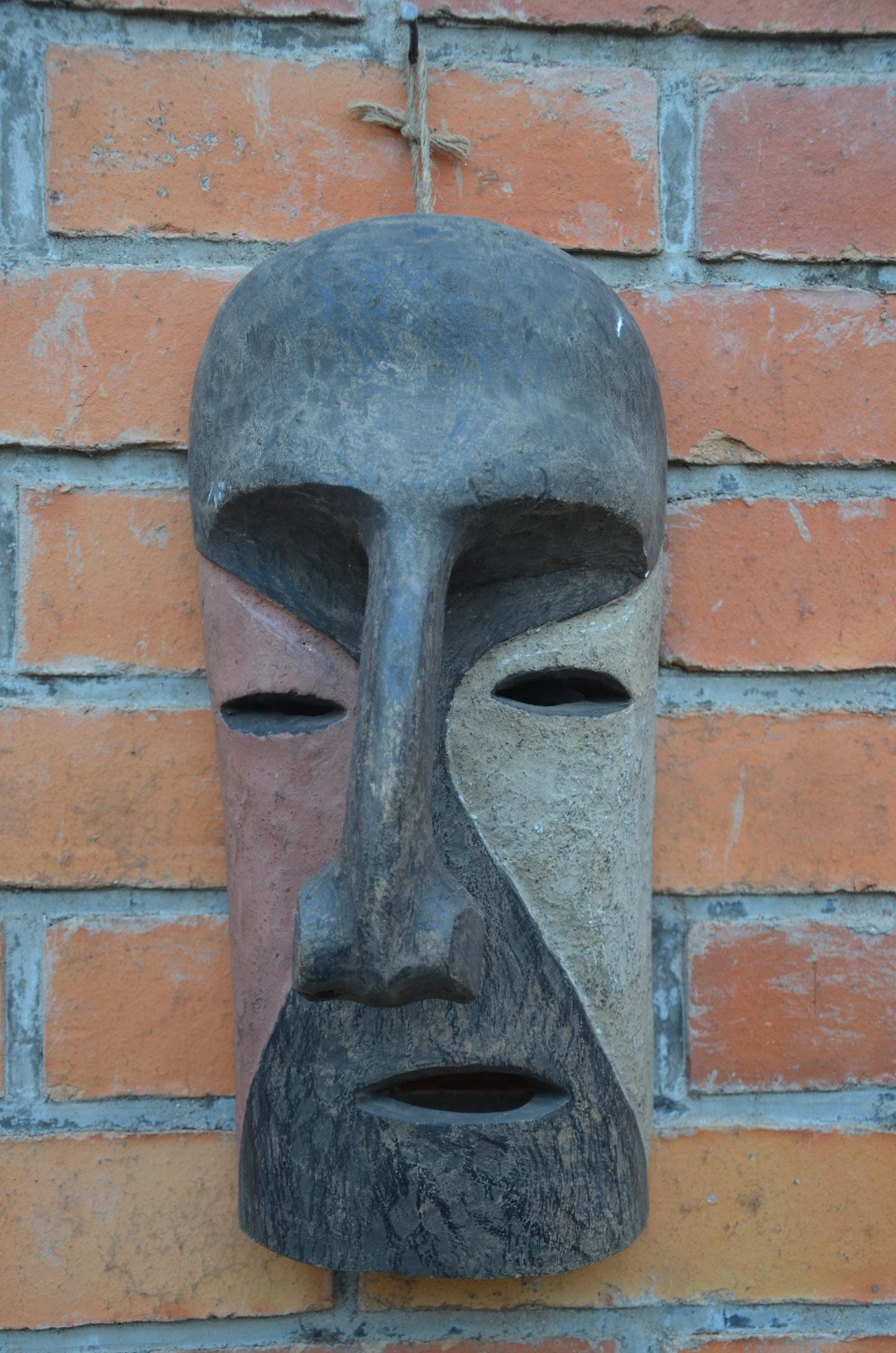 Pende Tribal Mask | Hand-Carved DRC Wooden Wall Art, Ethnic Initiation Carving