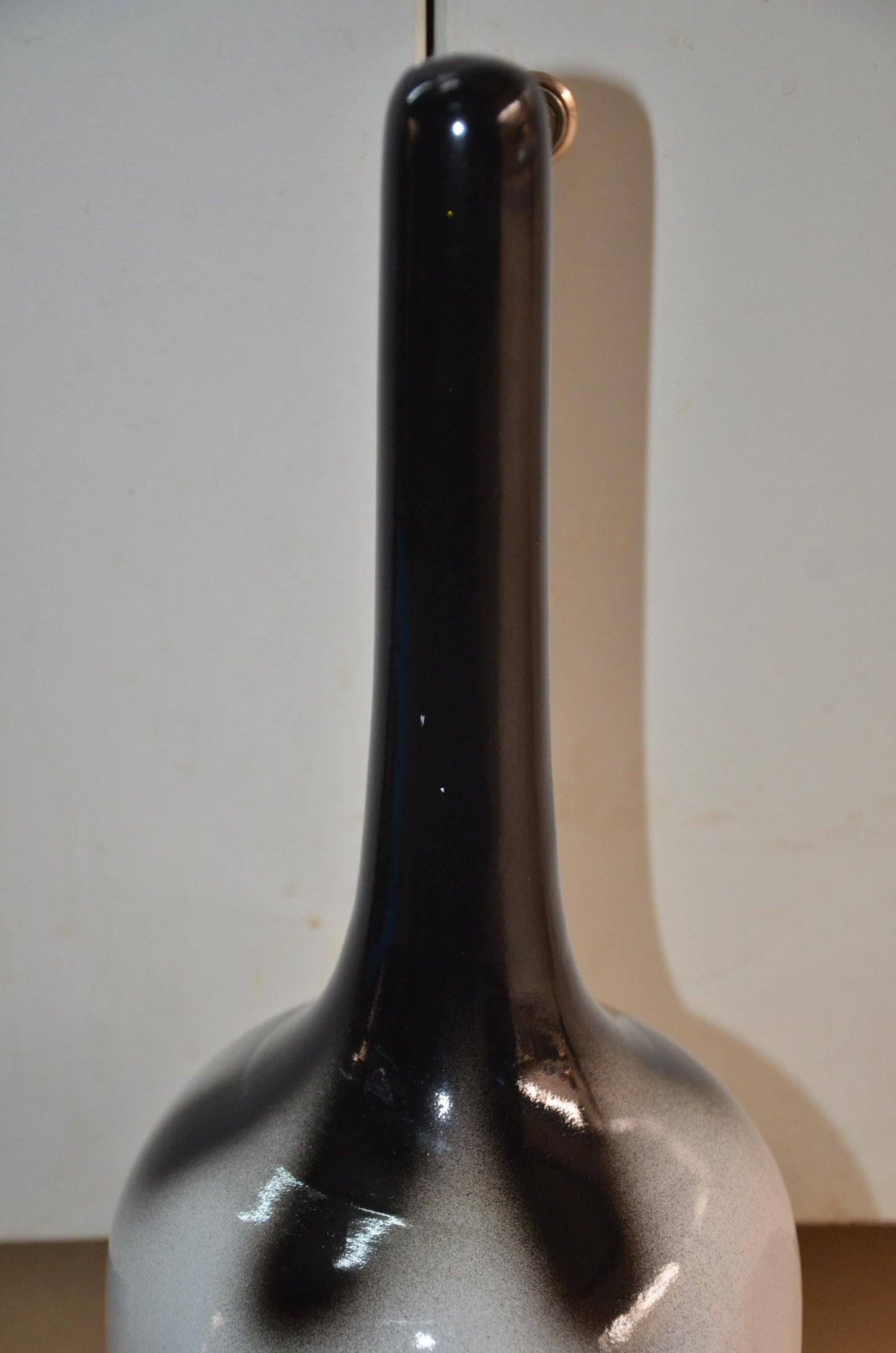 Tall Wooden Floor Vase | Black and White Long Neck Bud Vase