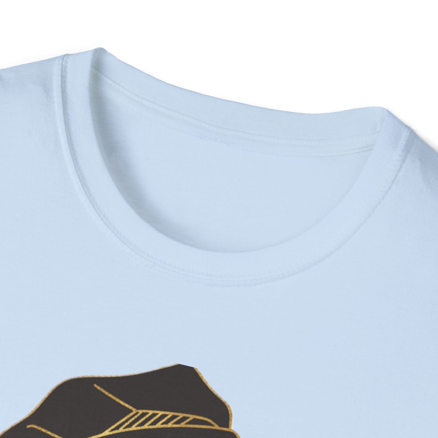 African Goddess Silhouette T-Shirt — Black Woman Profile with Gold Headwrap