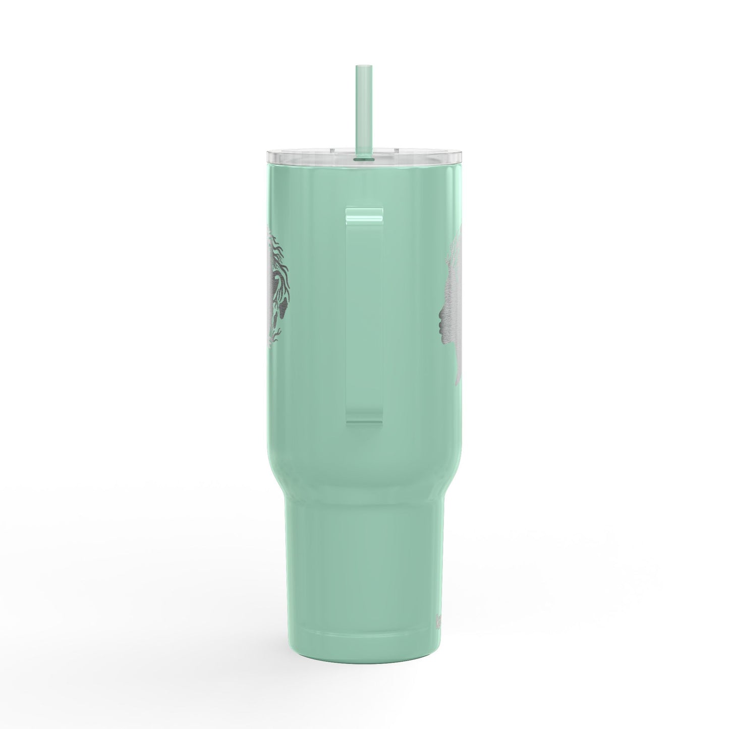 40oz Engraved Insulated Tumbler - Silhouette Woman with Dreadlocks, Travel Mug with Lid & Straw