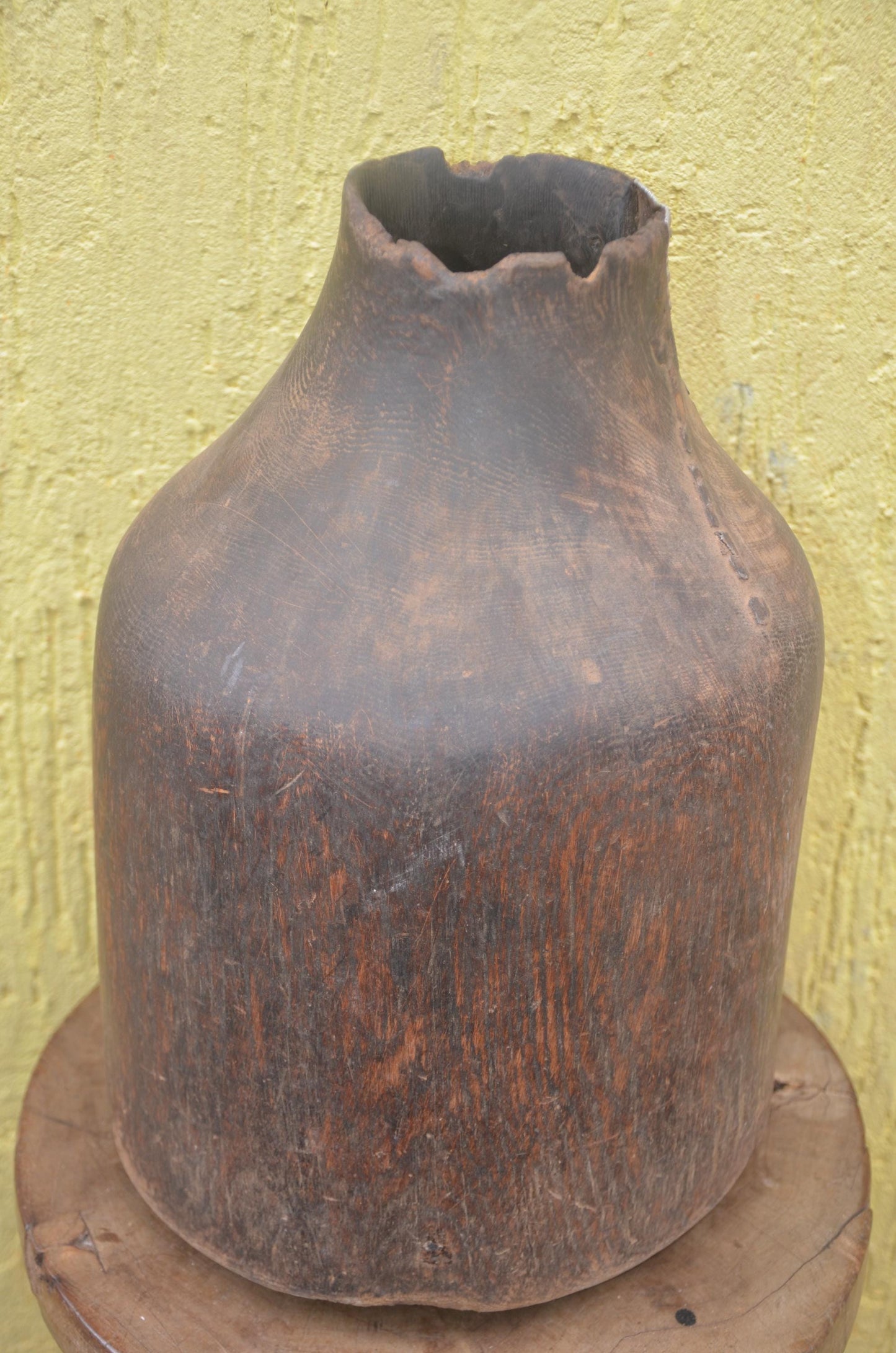 Rwandan Wooden Milk Vessel | Handcrafted Icyansi Cultural Artifact | Traditional African Dairy Pot | Ethnic Sculptural Decor