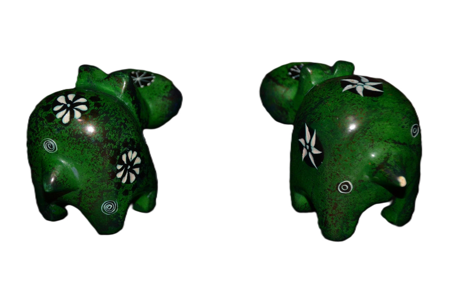 Set of 2 Soapstone Hippo Figurines Hand Carved Kenyan Animal Statue Green Eclectic Shelf Decor Cute Hippopotamus Gift African Art Set