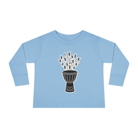 Toddler Long Sleeve Tee — Cute Fluffy Puff Cloud with Sleeping Birds Graphic
