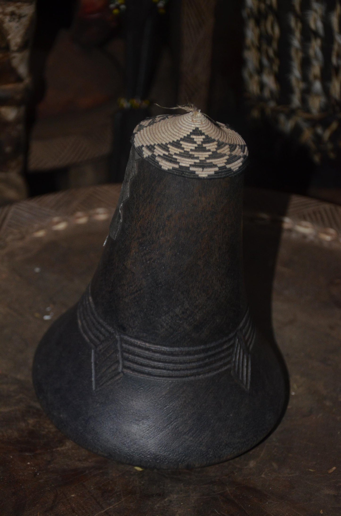 Hand-Carved Rwandan Icyansi Wooden Milk Jug | Ancestral Dairy Art Sculpture