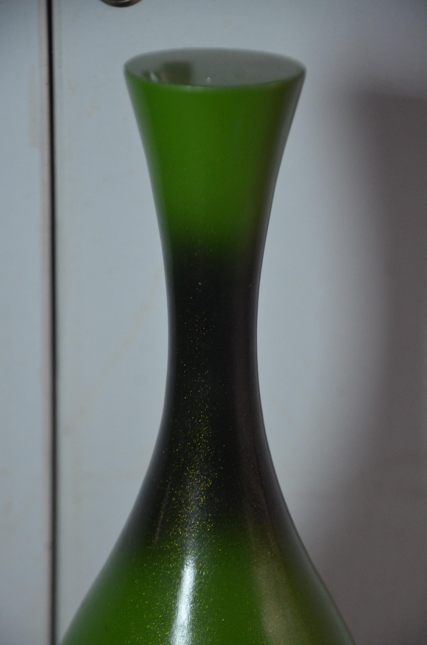 Tall Wooden Floor Vase | Apple Green Black Ombre Trumpet Vessel, Nordic Decor