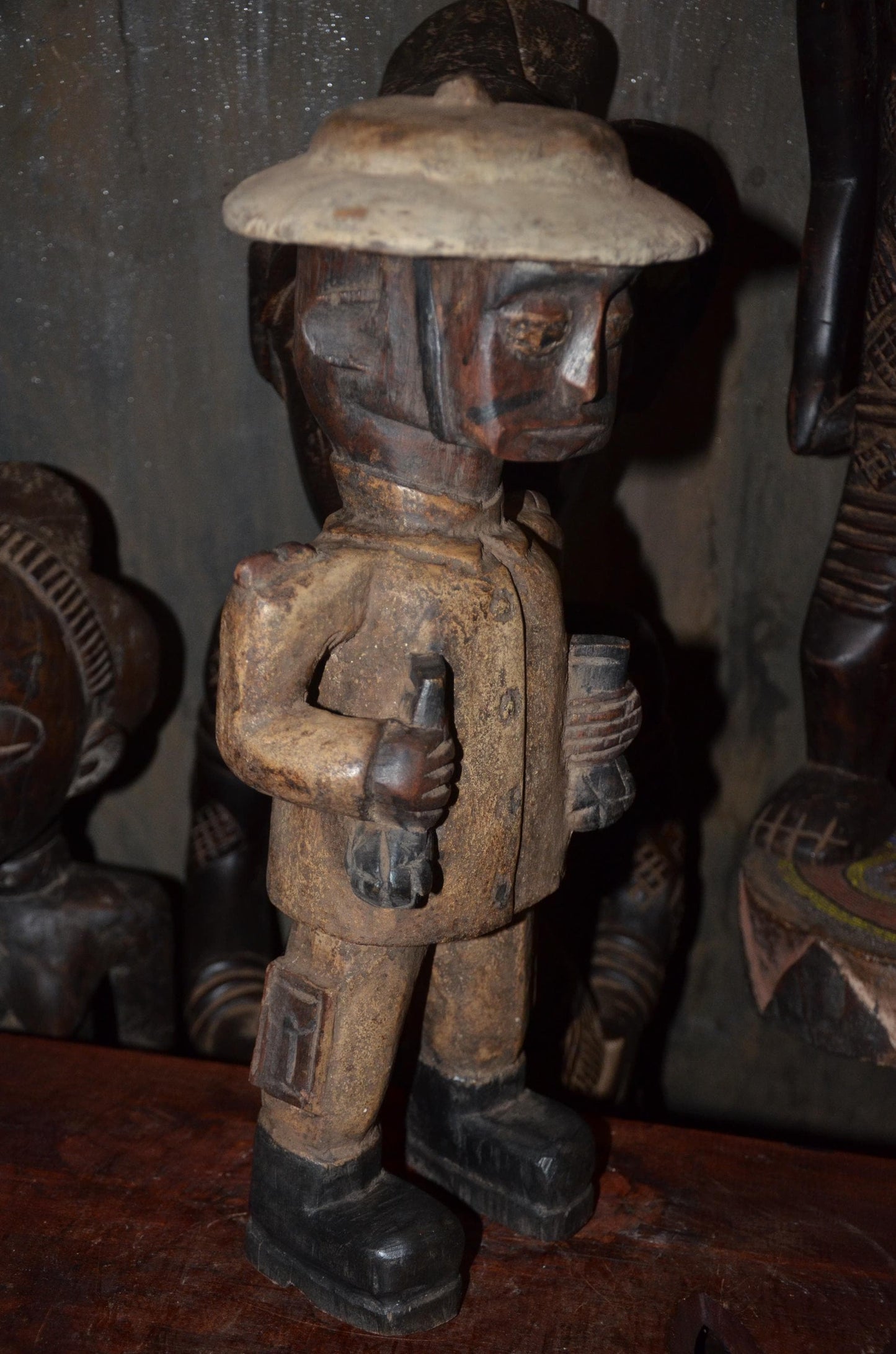 Colonial Era Wood Statue | Tax Collector Figure | Congolese Tribal Art