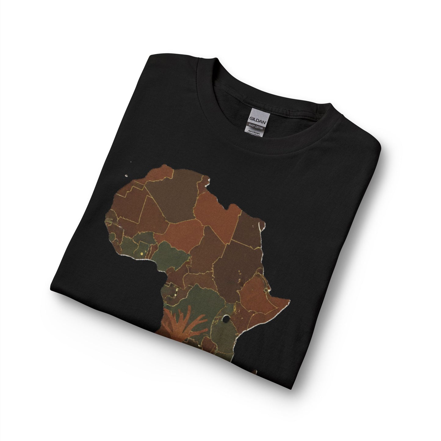 Africa Roots Long Sleeve Tee — Brown Map & Tree Roots Graphic