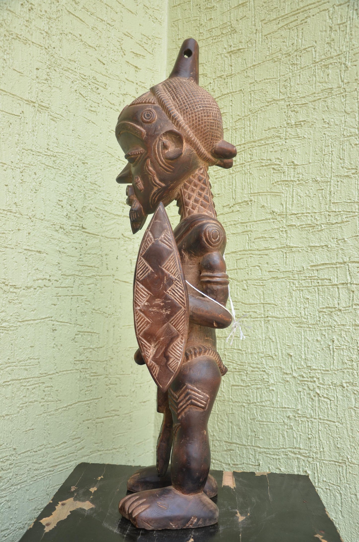 Bena Lulua War Chief â€“ 31" Hand-Carved Wood Ancestor Warrior â€“ Tribal Art.