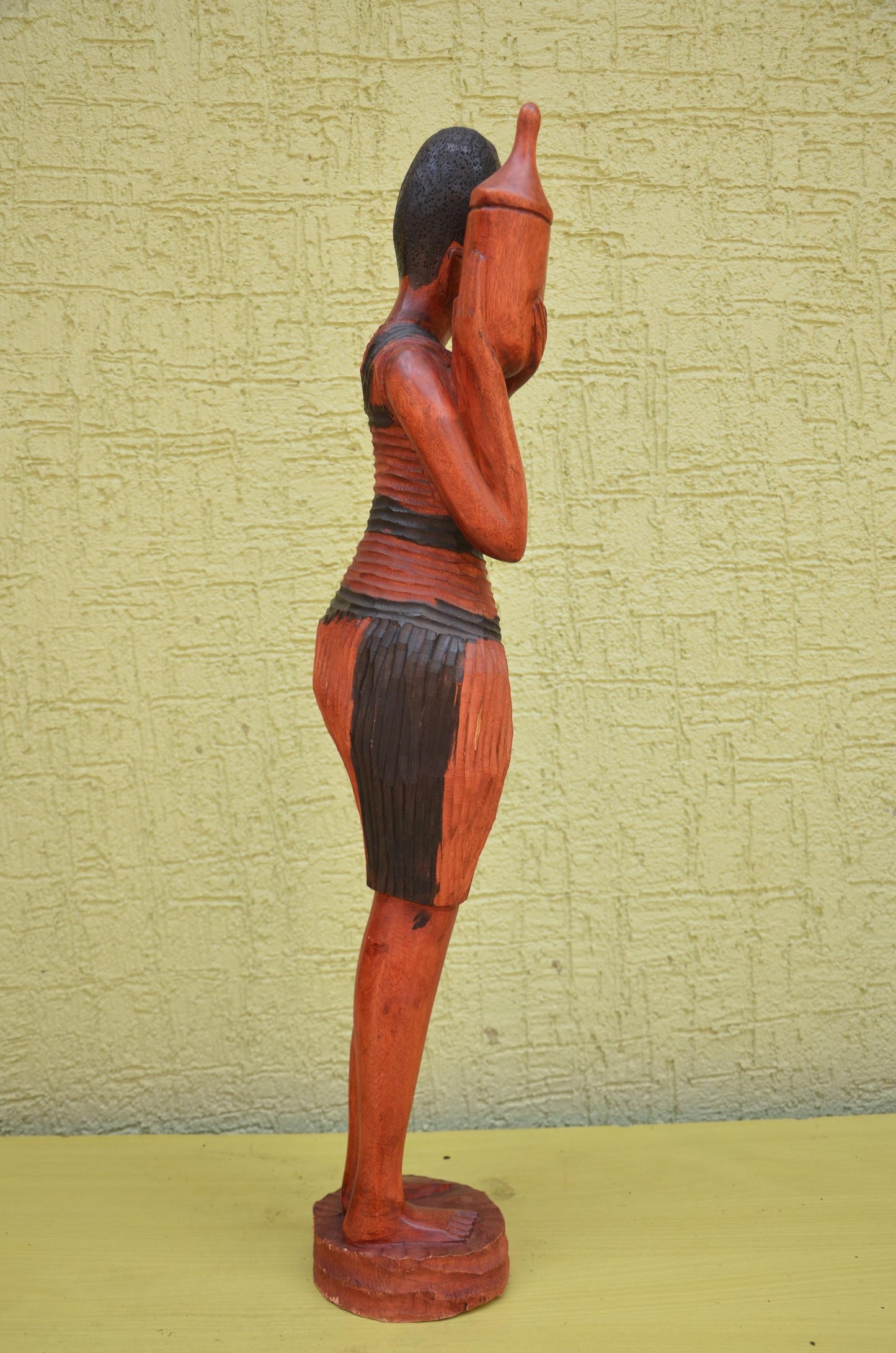 African Female Water Bearer Wooden Sculpture | Tribal Art