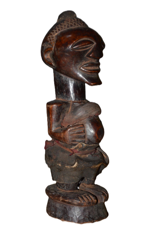 Authentic Suku Statue | Congolese Tribal Art | Hand-Carved Wood Sculpture