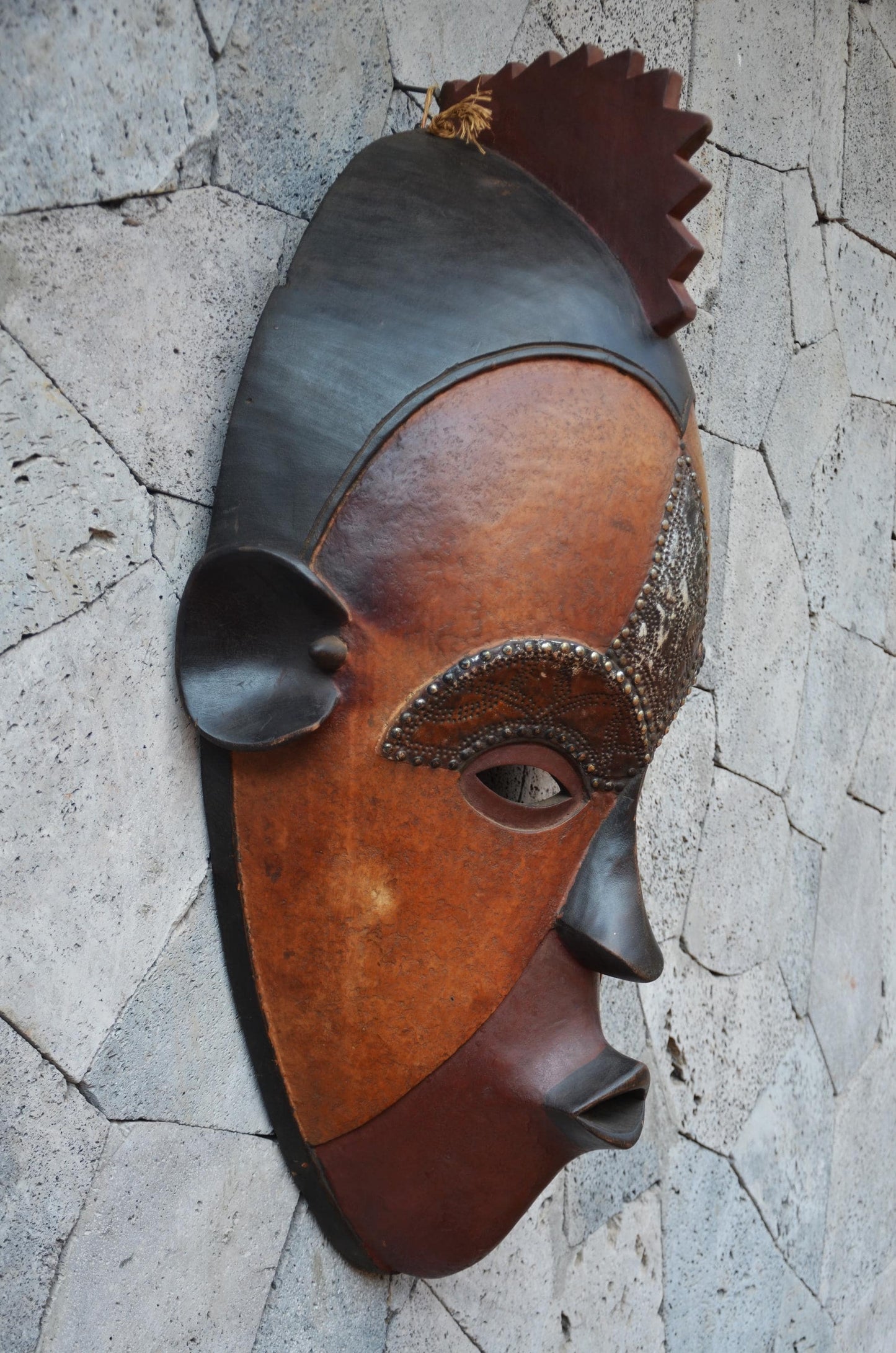Authentic Yaure-Style Mask | Elegant Ivorian Tribal Wall Art