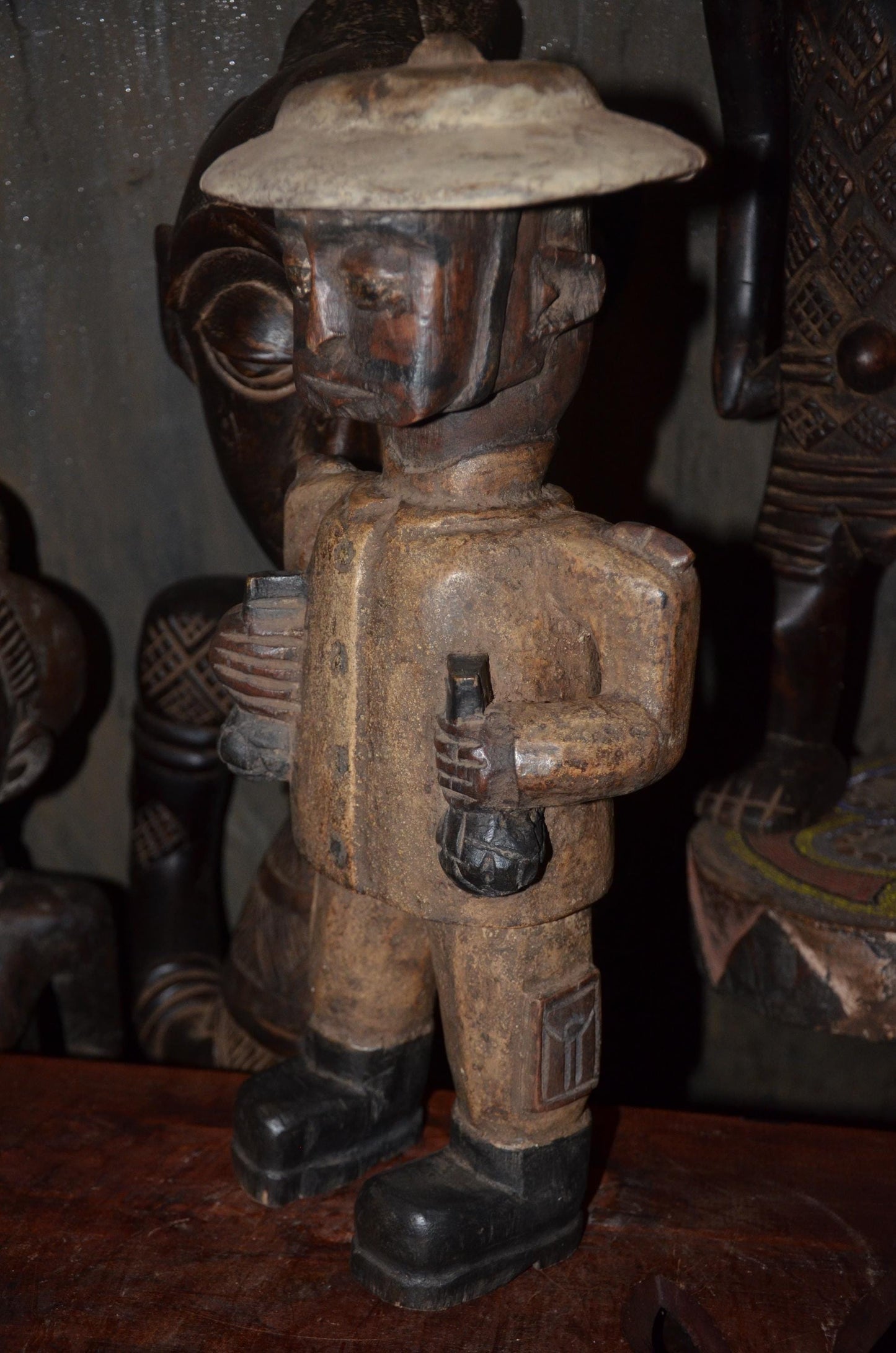 Colonial Era Wood Statue | Tax Collector Figure | Congolese Tribal Art