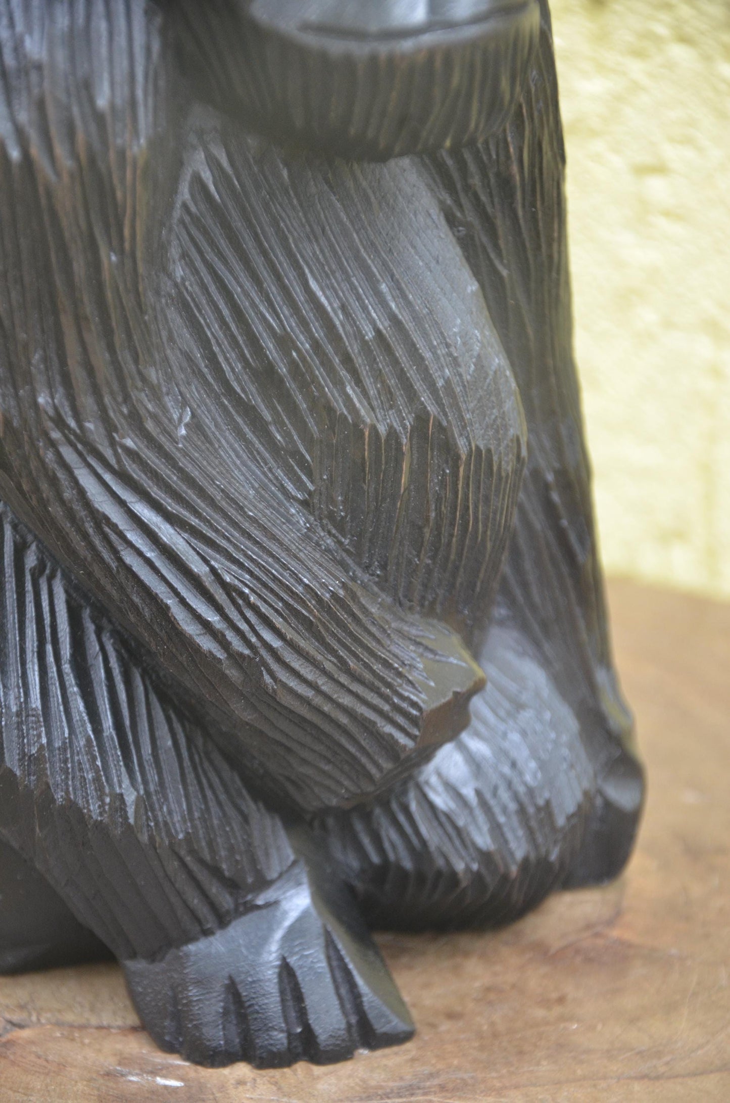 Hand-Carved African Wooden Gorilla with Baby Sculpture
