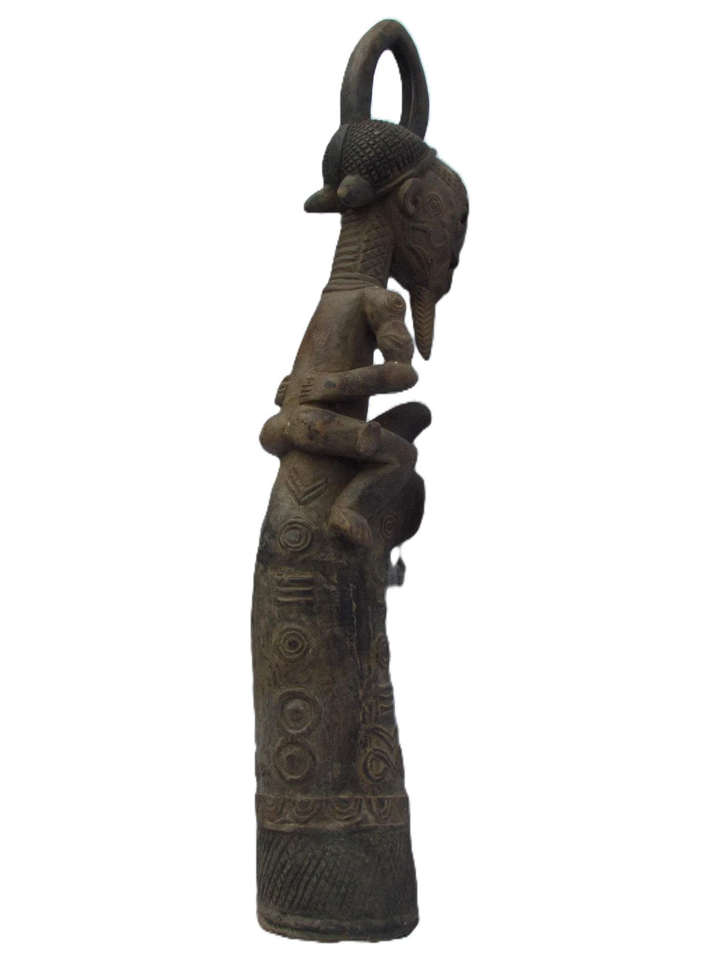 Hand-Carved Luluwa Prestige Ceremonial Pipe - Rare Congolese Tribal Art, African Wood Sculpture, Antique Lulua Collectible.