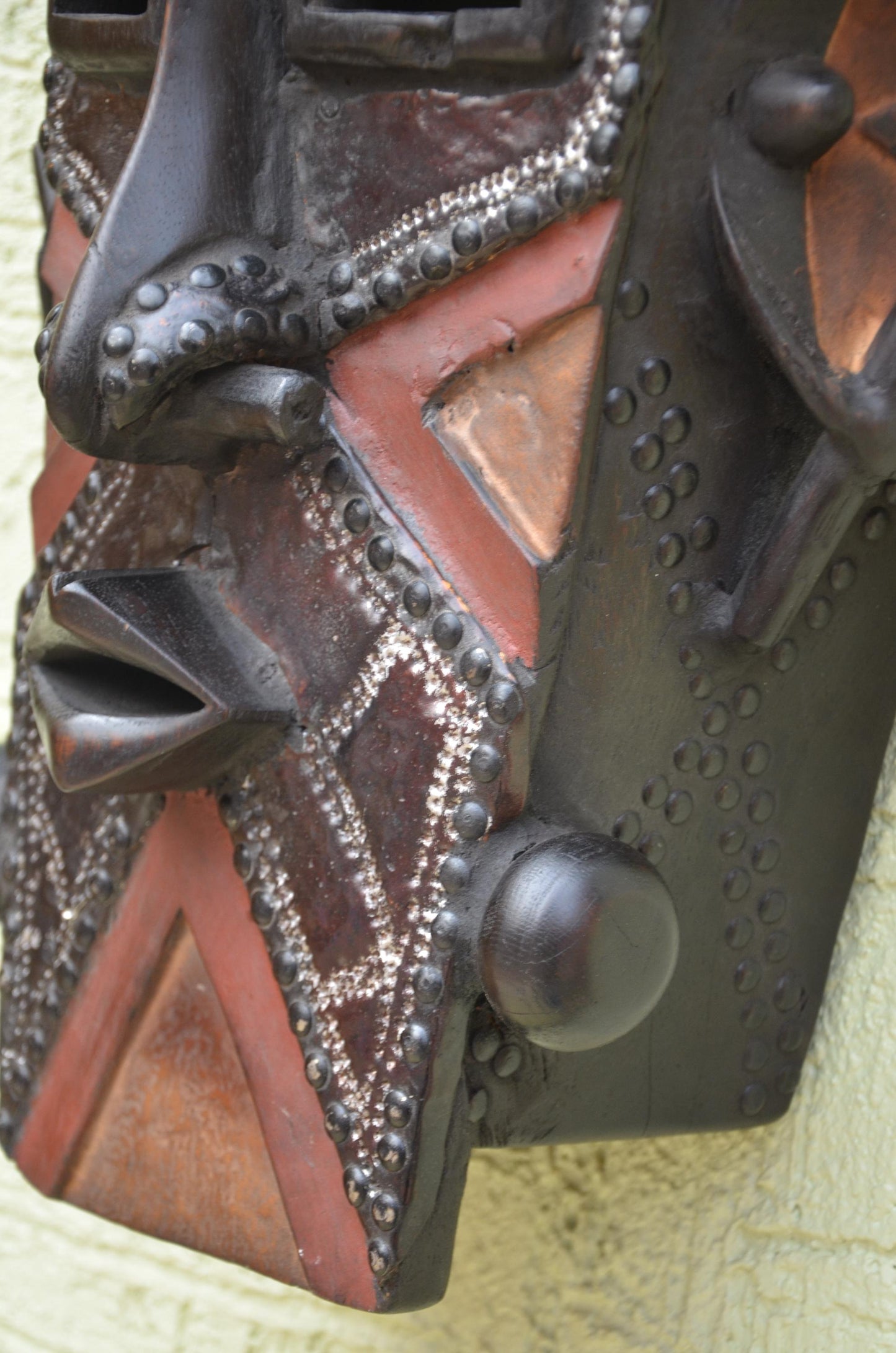 Marka Tribal Mask | Authentic Mali Wooden Wall Sculpture | West African Metal-Covered Art | Handcrafted Ethnic Decor