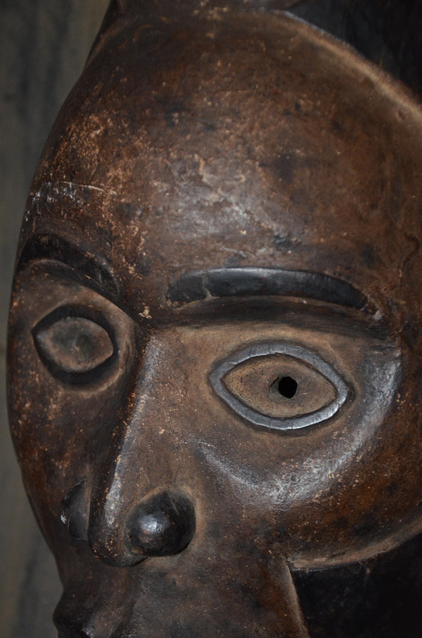 Authentic Baule Mask - 17" Hand-Carved Wood Mblo Portrait Mask, Côte d'Ivoire African Tribal Art, Elegant Crested Coiffure Statement Piece.